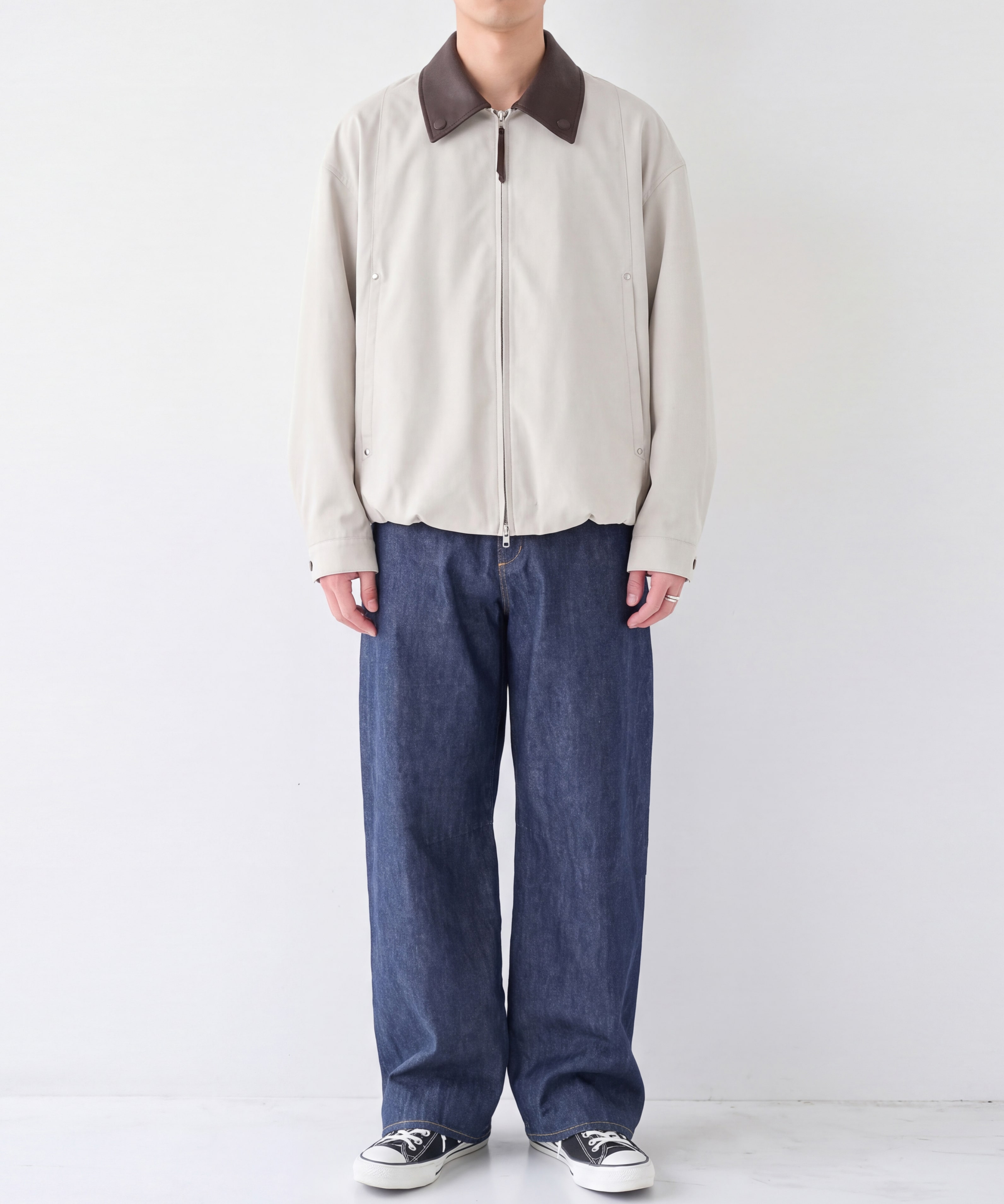 Leather collar Balloon Blouson STUDIOUS