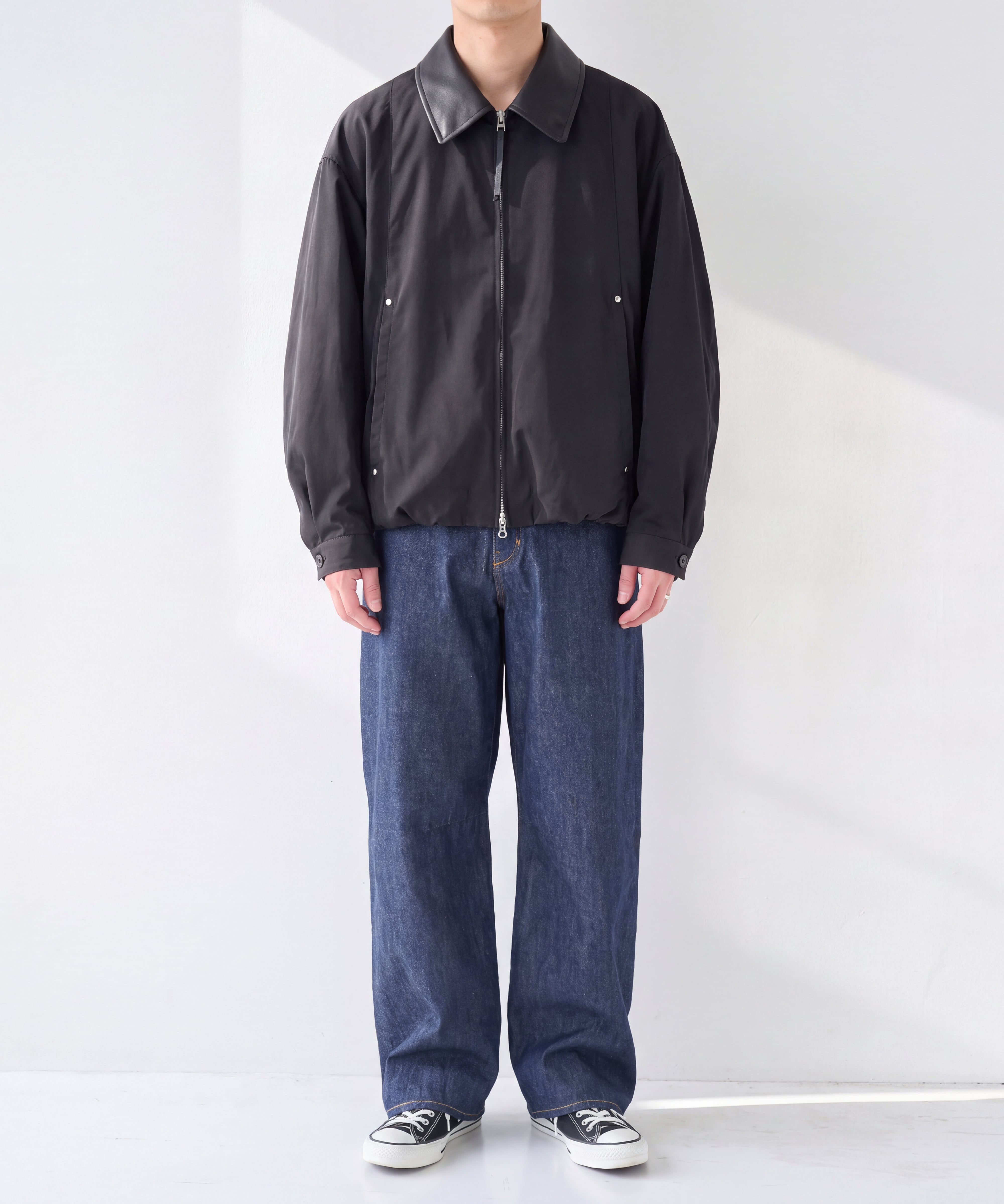 Leather collar Balloon Blouson STUDIOUS