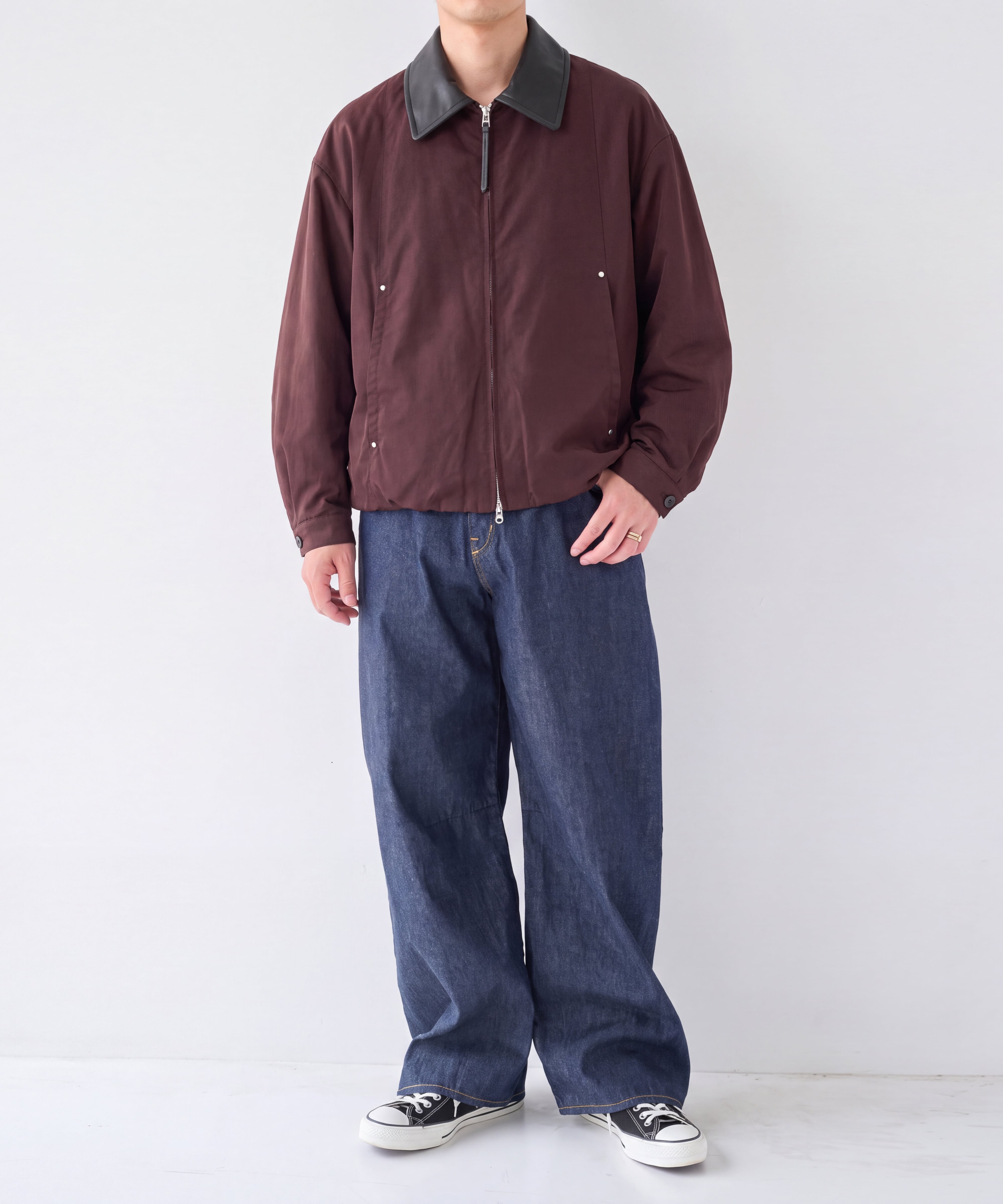 Leather collar Balloon Blouson STUDIOUS