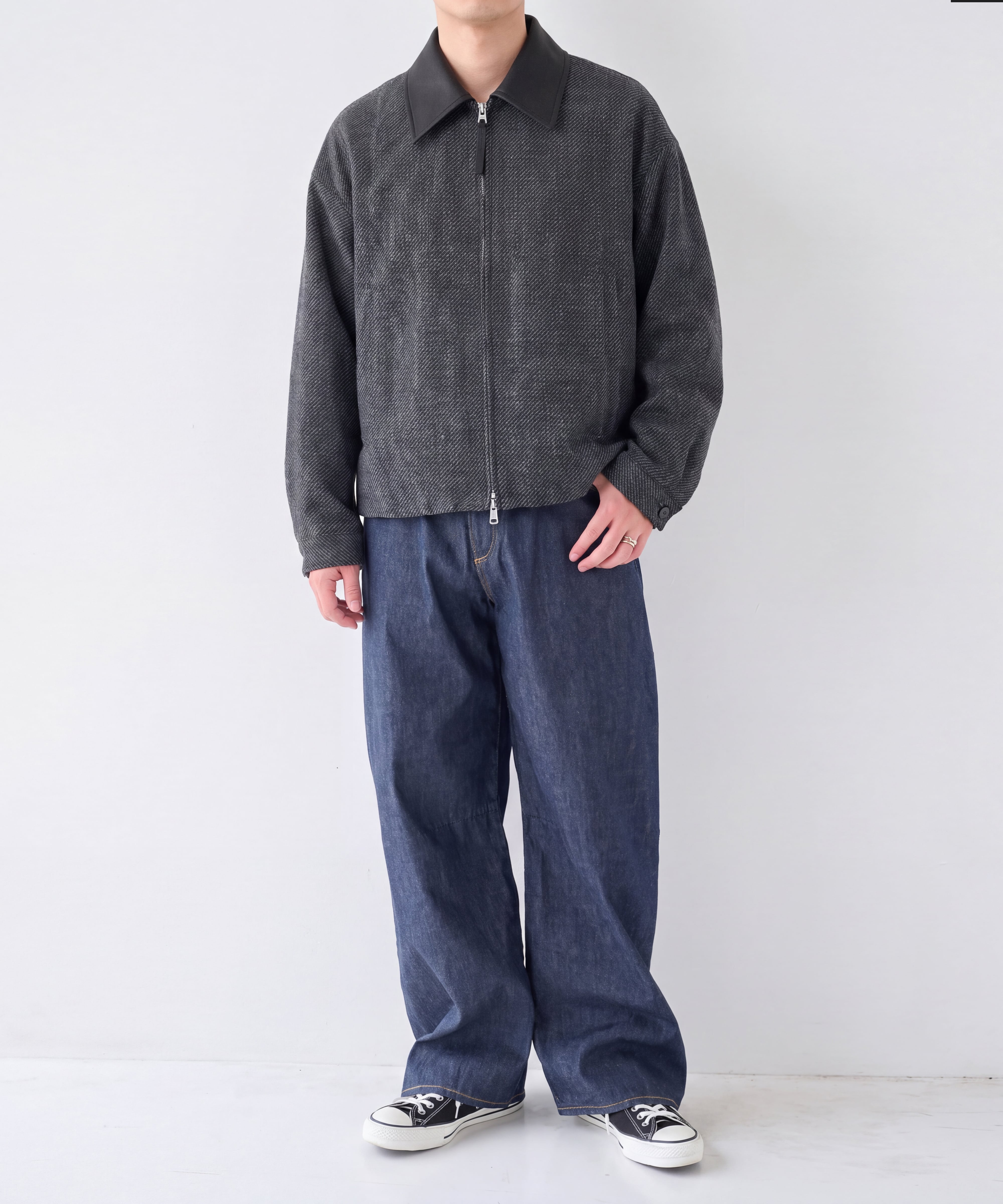 Leather collar Balloon Blouson STUDIOUS