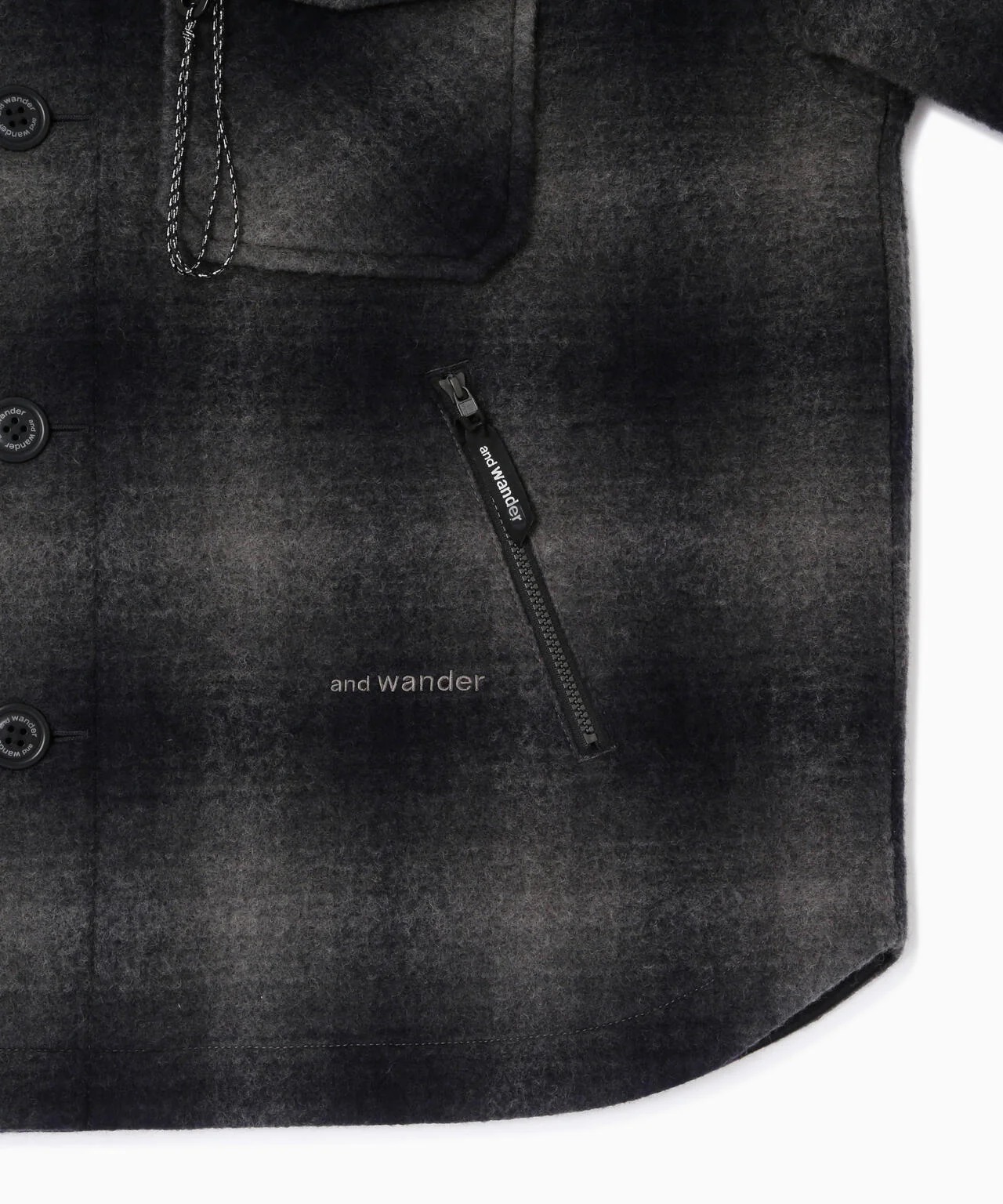 wool shaggy check jacket long and wander