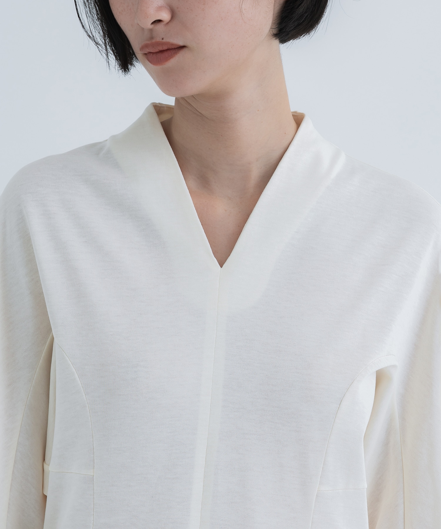 V-neck クラシックコットンドレス(2 ECRU): Mame Kurogouchi: WOMENS