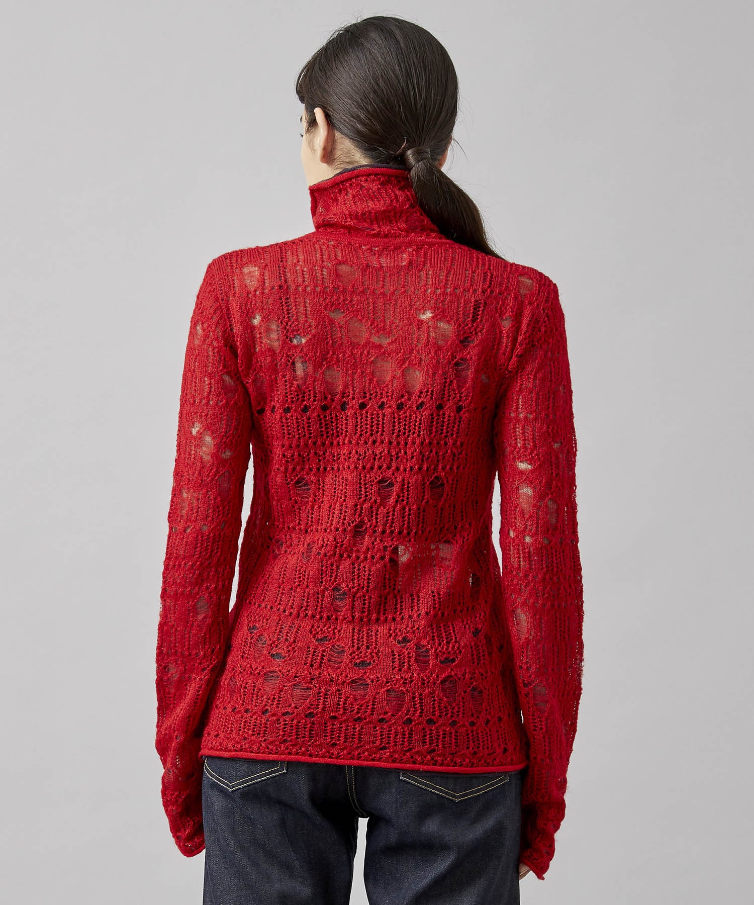 mohair lace knitting high neck pullover｜STUDIOUS