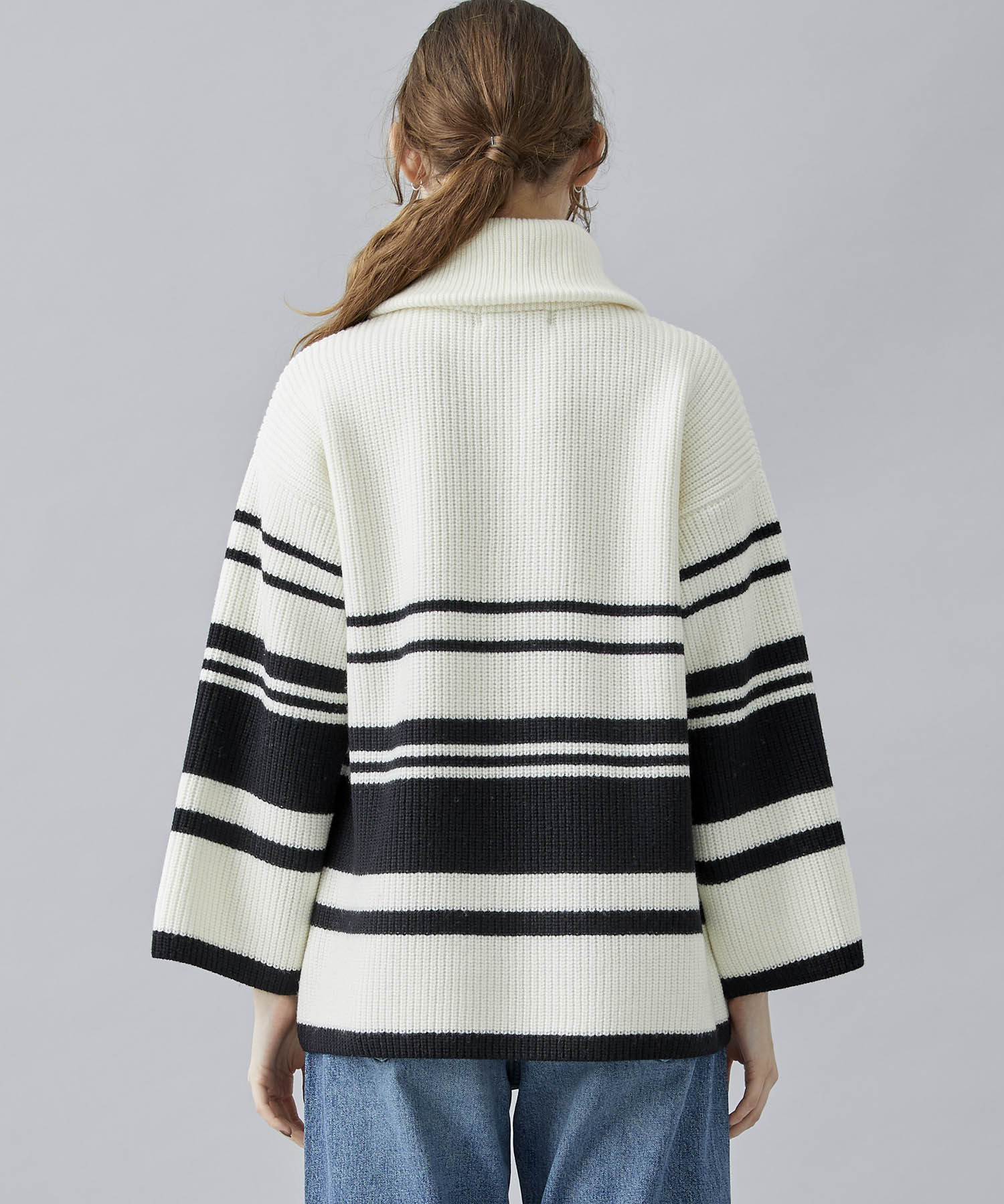 別注〉OVERSIZE BORDER KNIT(0 IVORY): WRAPINKNOT: WOMENS｜ STUDIOUS