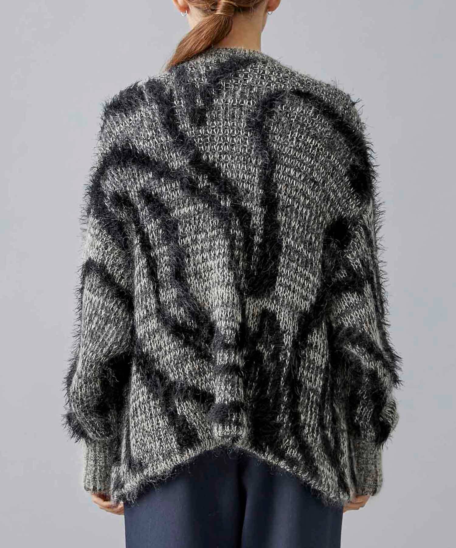 〈別注〉Fur Jaquard Knit Cardigan EBONY