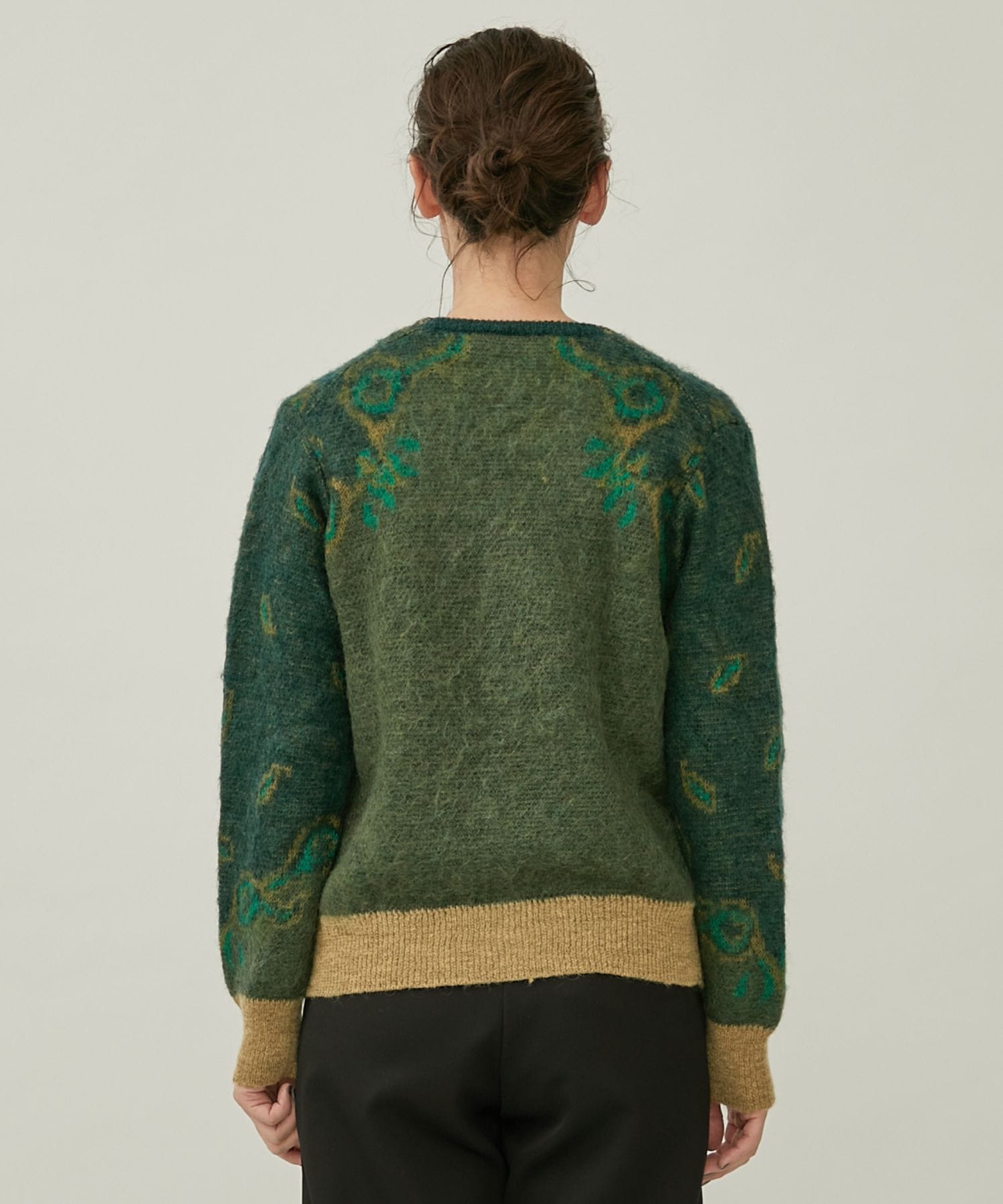 Mohair jacquard knit cardigan｜STUDIOUS