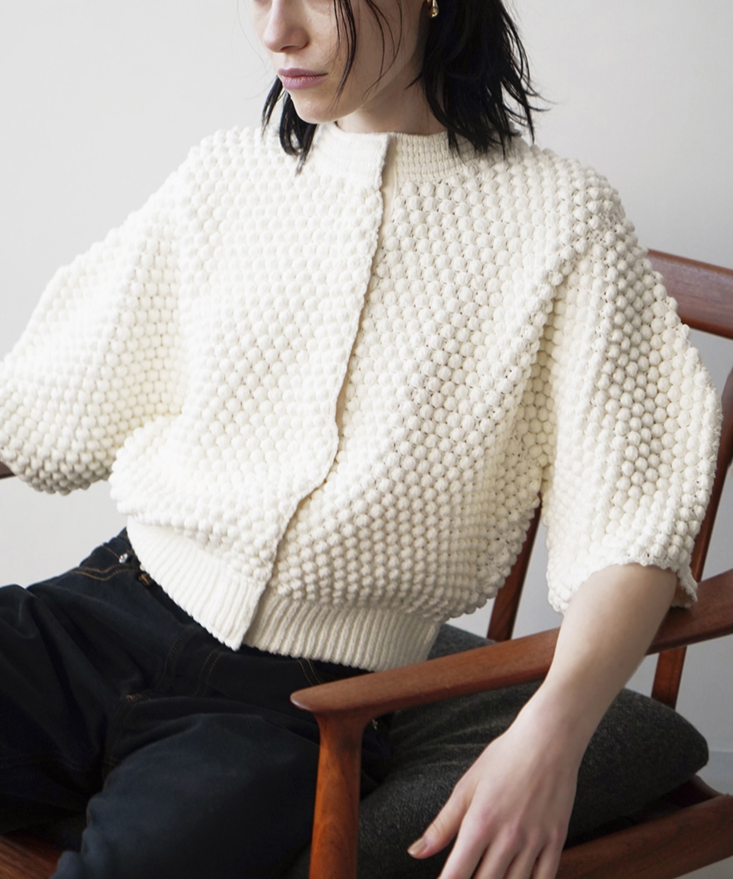 ソルボワ クラネ今季新品 3D DOT HALF SLEEVE KNIT CARDIGAN