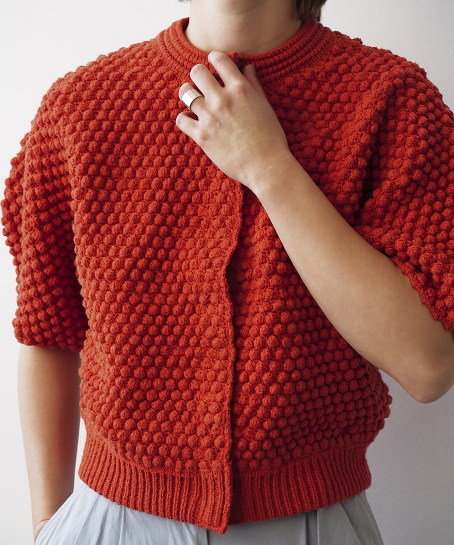 clane / 3D DOT HALF SLEEVE KNIT CARDIGAN