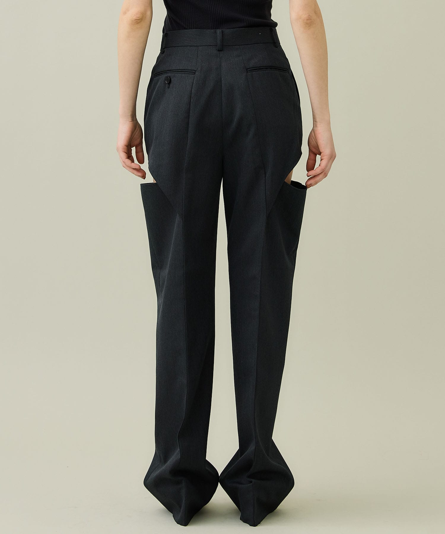 WOOL GABARDINE HOLLOWED OUT TROUSERS