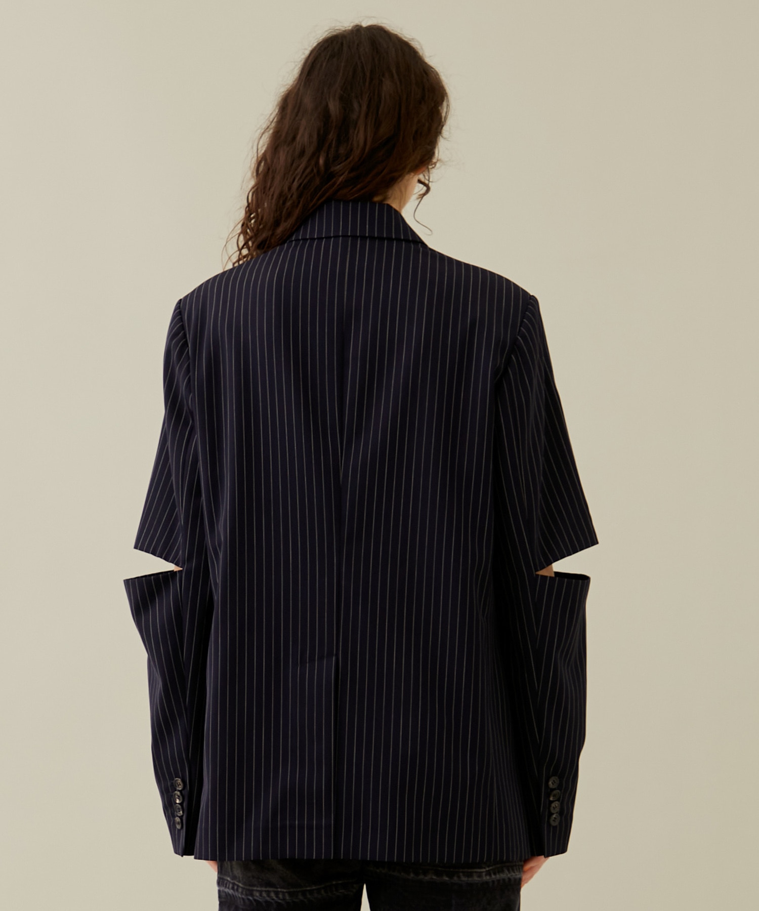 Stripe Sleeve Slit Jacket INSCRIRE