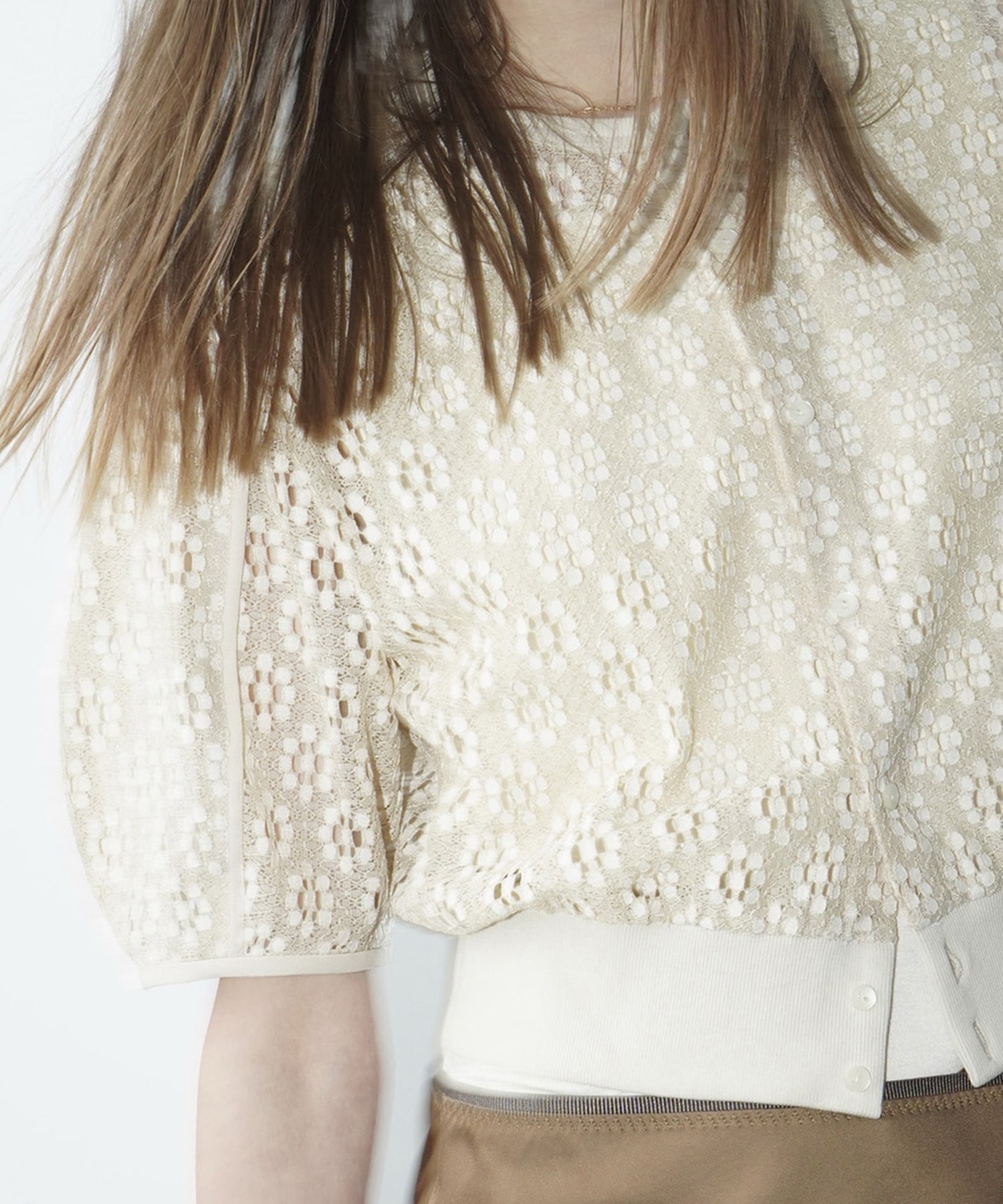 VINTAGE LACE MINI PUFF CARDIGAN(1 IVORY): CLANE: WOMENS｜ STUDIOUS