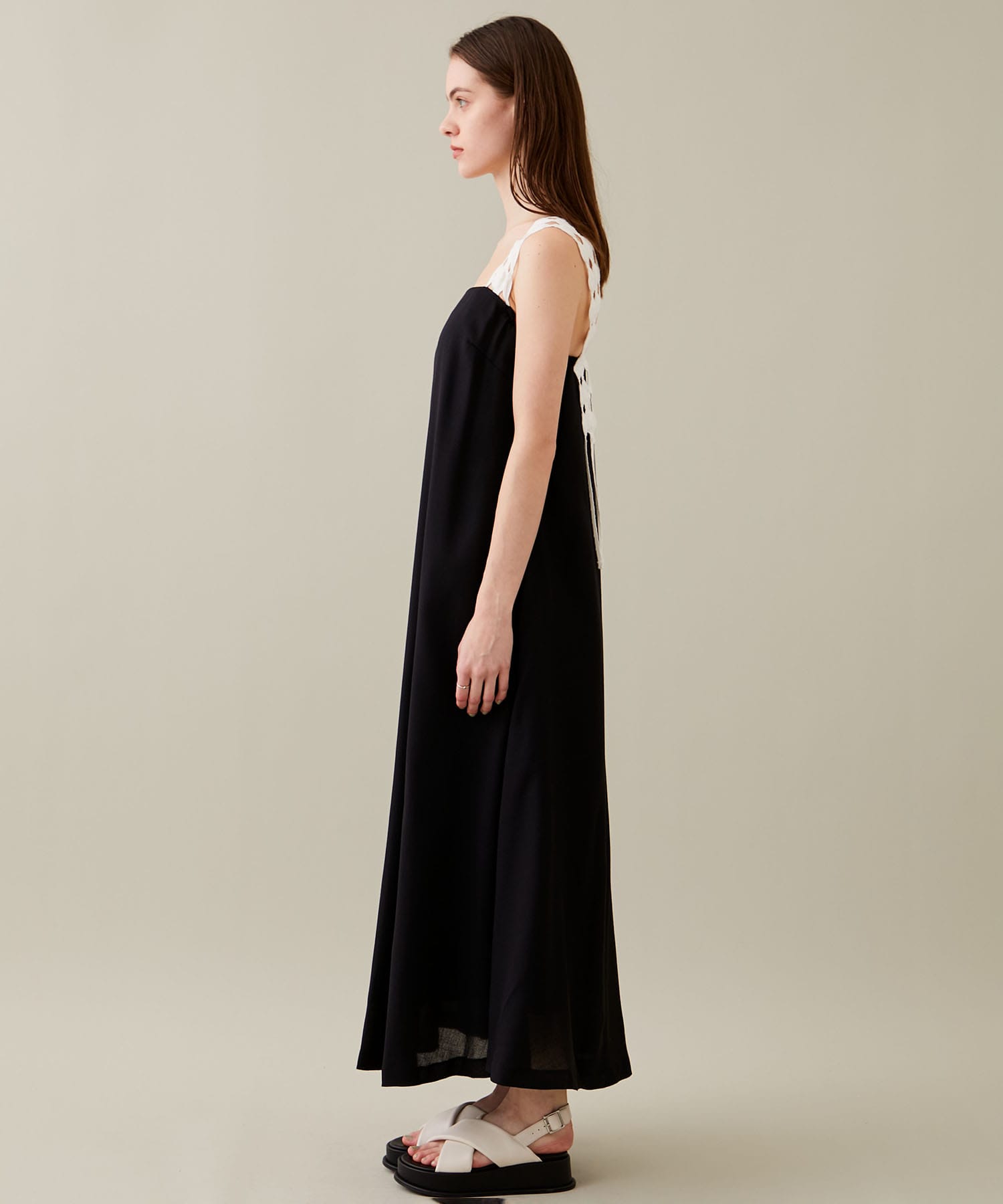 Rippeled lace strap dress BK AKIRANAKA