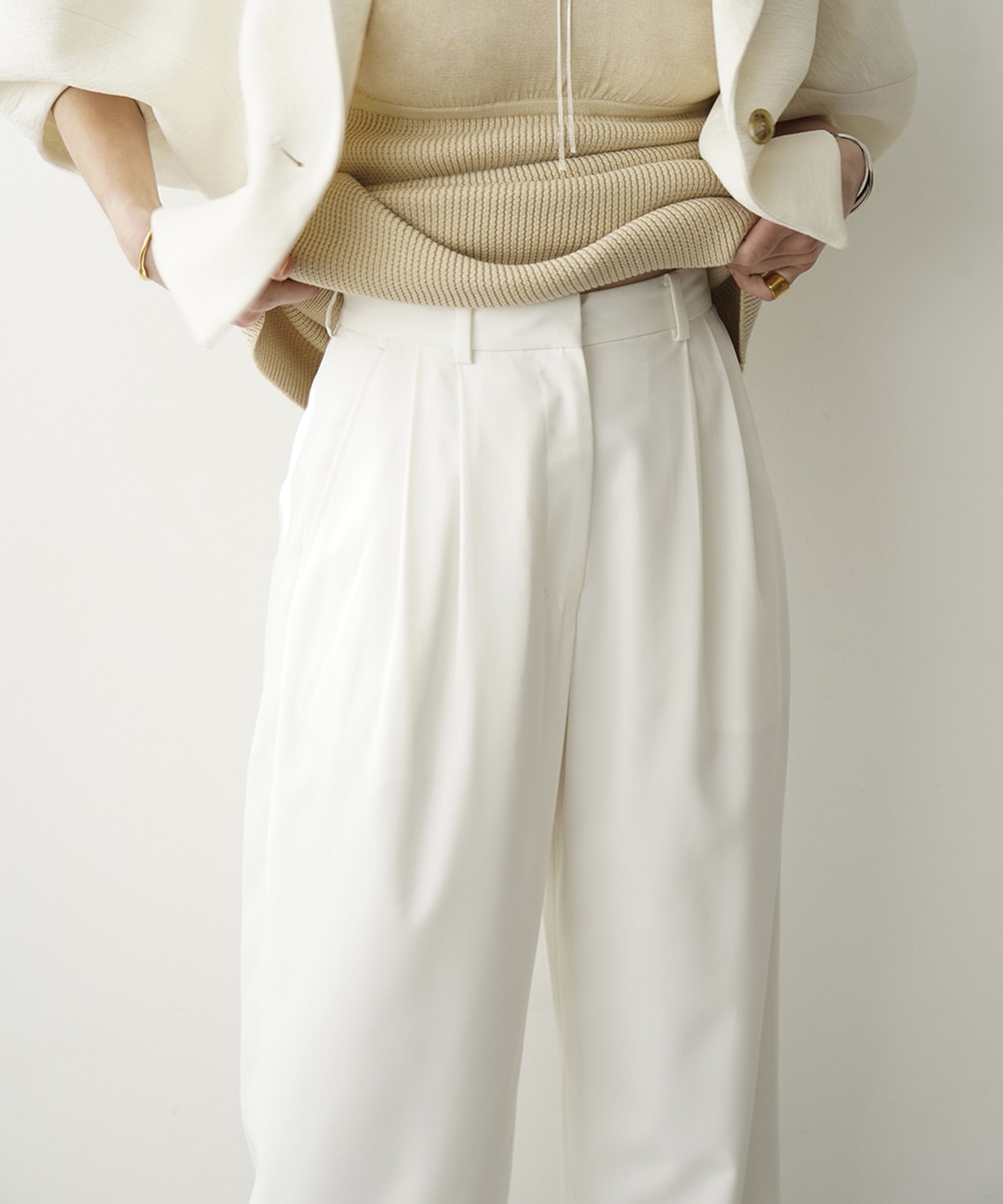 BASIC TUCK PANTS(0 WHITE): CLANE: WOMENS｜ STUDIOUS ONLINE公式通販