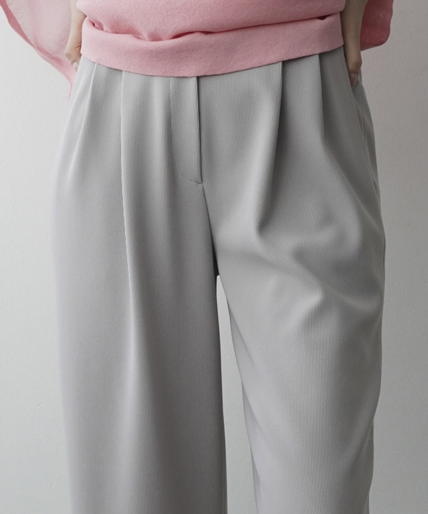 RIB STRIPE TUCK PANTS(0 GREY): CLANE: WOMENS｜ STUDIOUS ONLINE公式