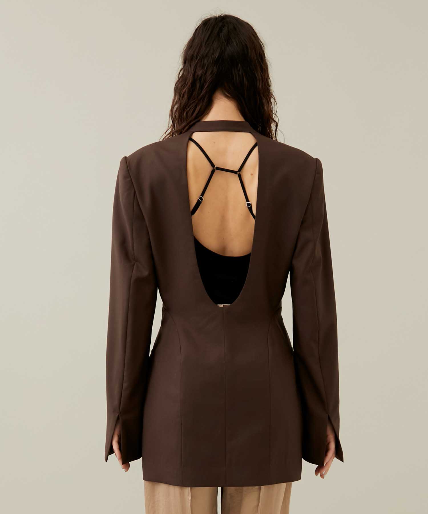 OPEN BACK TAILORED JACKET(1 BROWN): FETICO: WOMENS｜ STUDIOUS