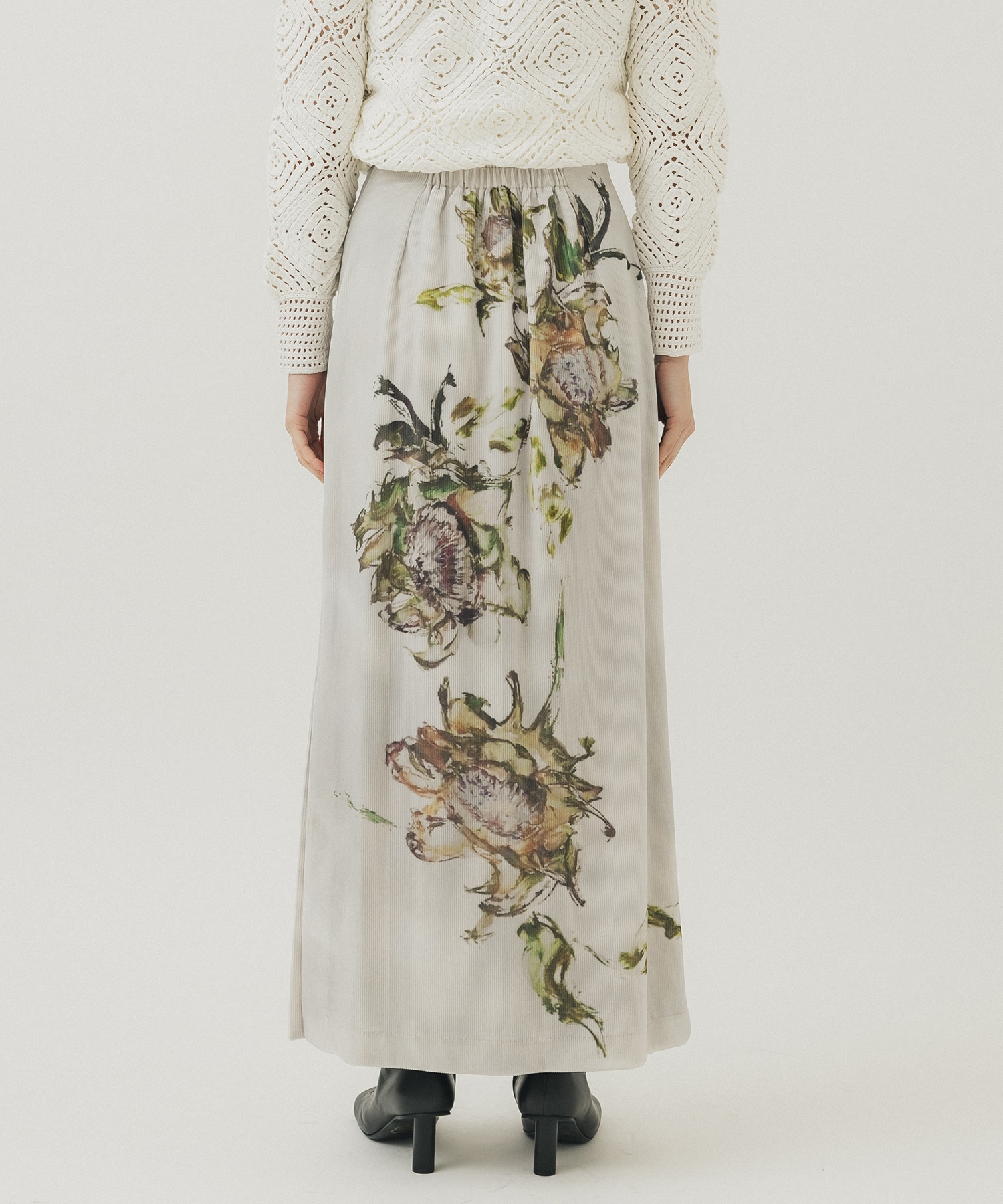 DRY FLOWER VELOUR SKIRT AMERI