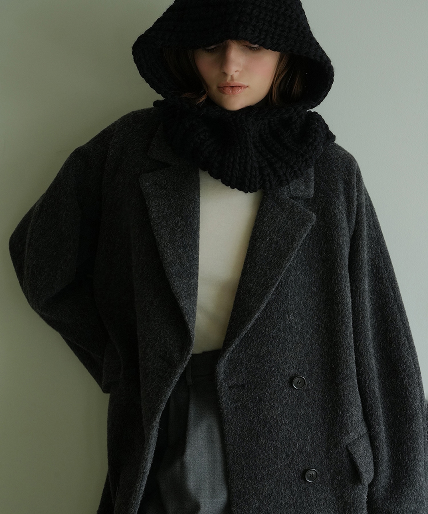 DOUBLE WOOL LONG COAT(0 DARK GREY): CLANE: WOMENS｜ STUDIOUS