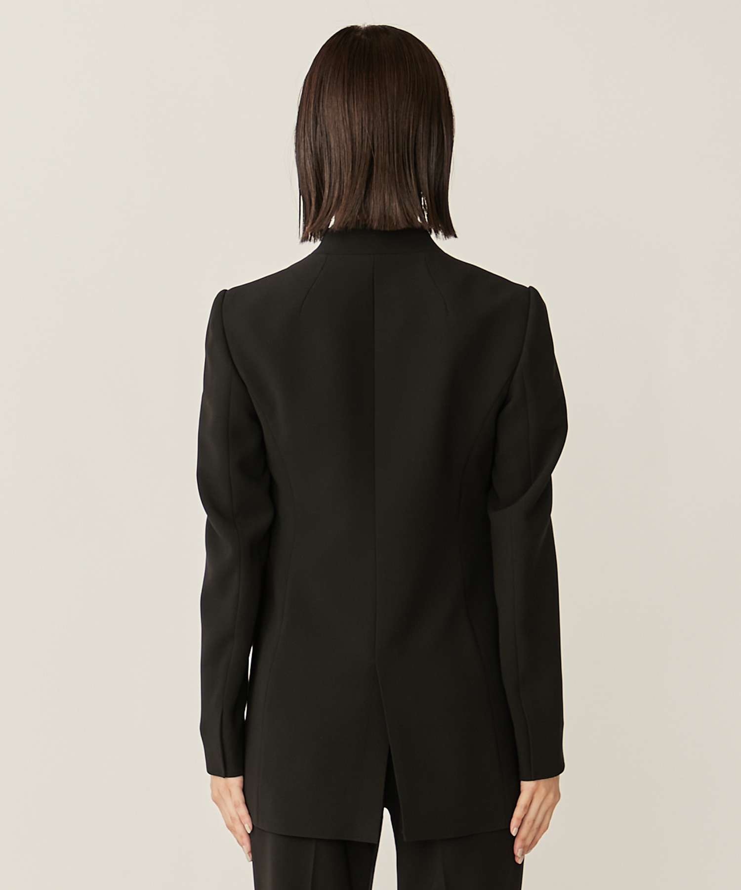 Collarless Double Breasted Suit Jacket(1 BLACK): Mame Kurogouchi