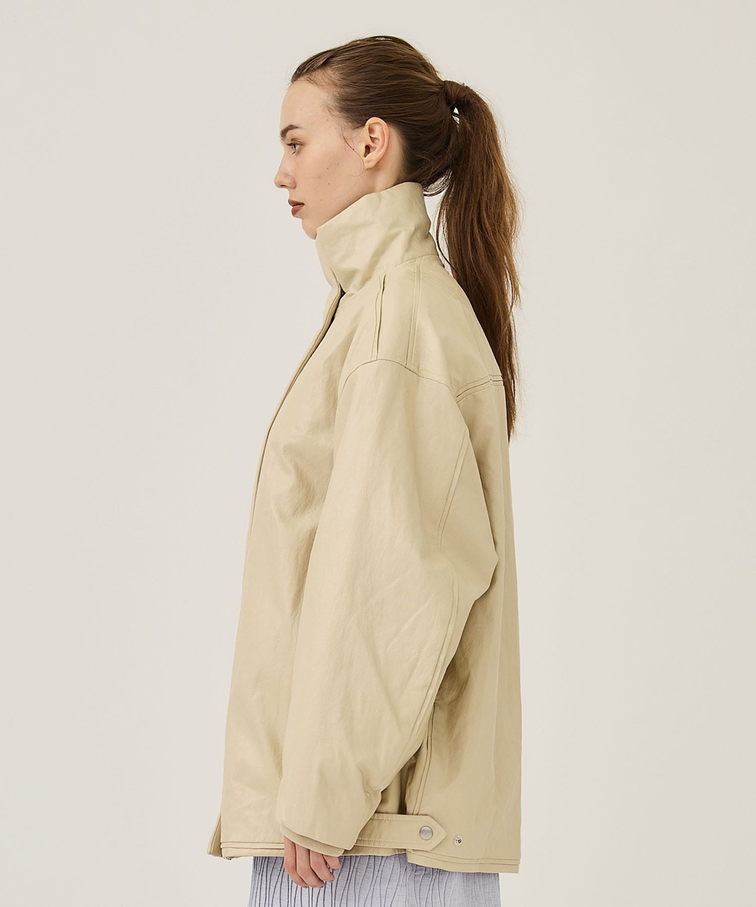 PASTING LIKE FAKE LEATHER JACKET(S IVORY): AMERI: WOMENS