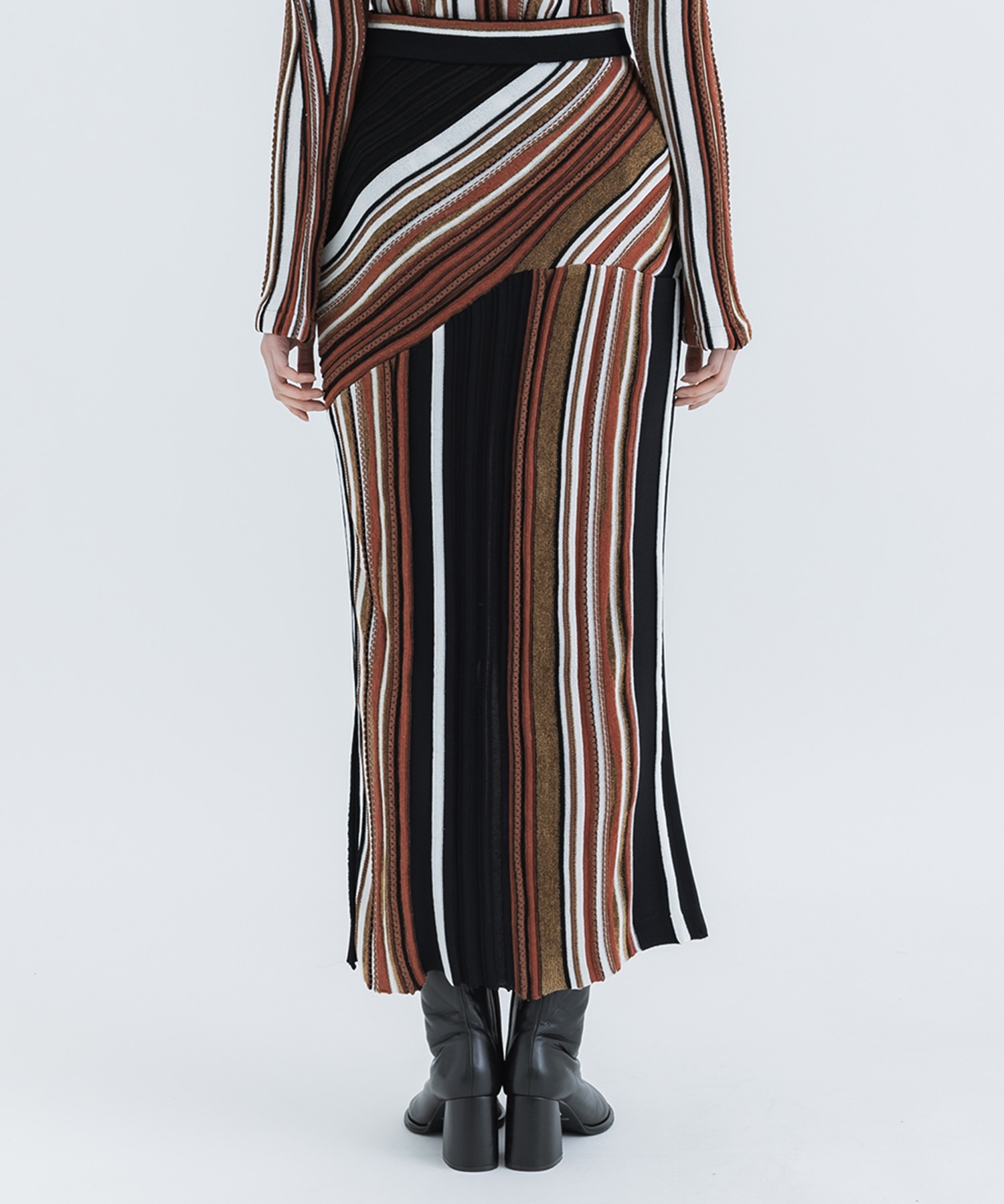 Stripe Jacquard Knitted Skirt Mame Kurogouchi