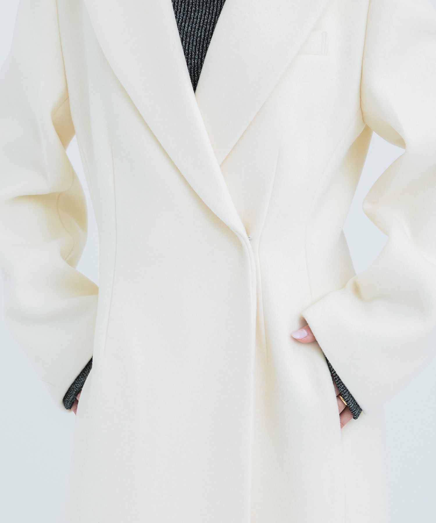 Super140s Peaked Lapel COAT(1 OFF WHITE): STUDIOUS: WOMENS