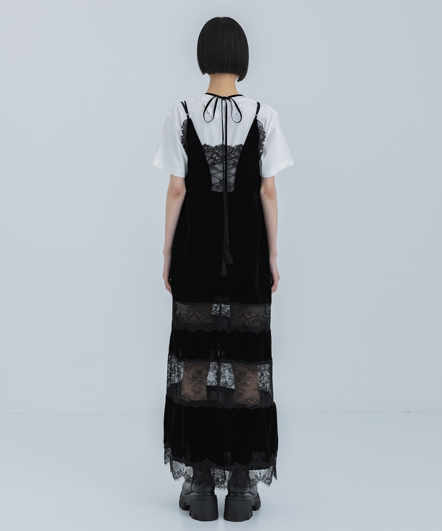 別注black lace velour camisole dress tanakadaisuke