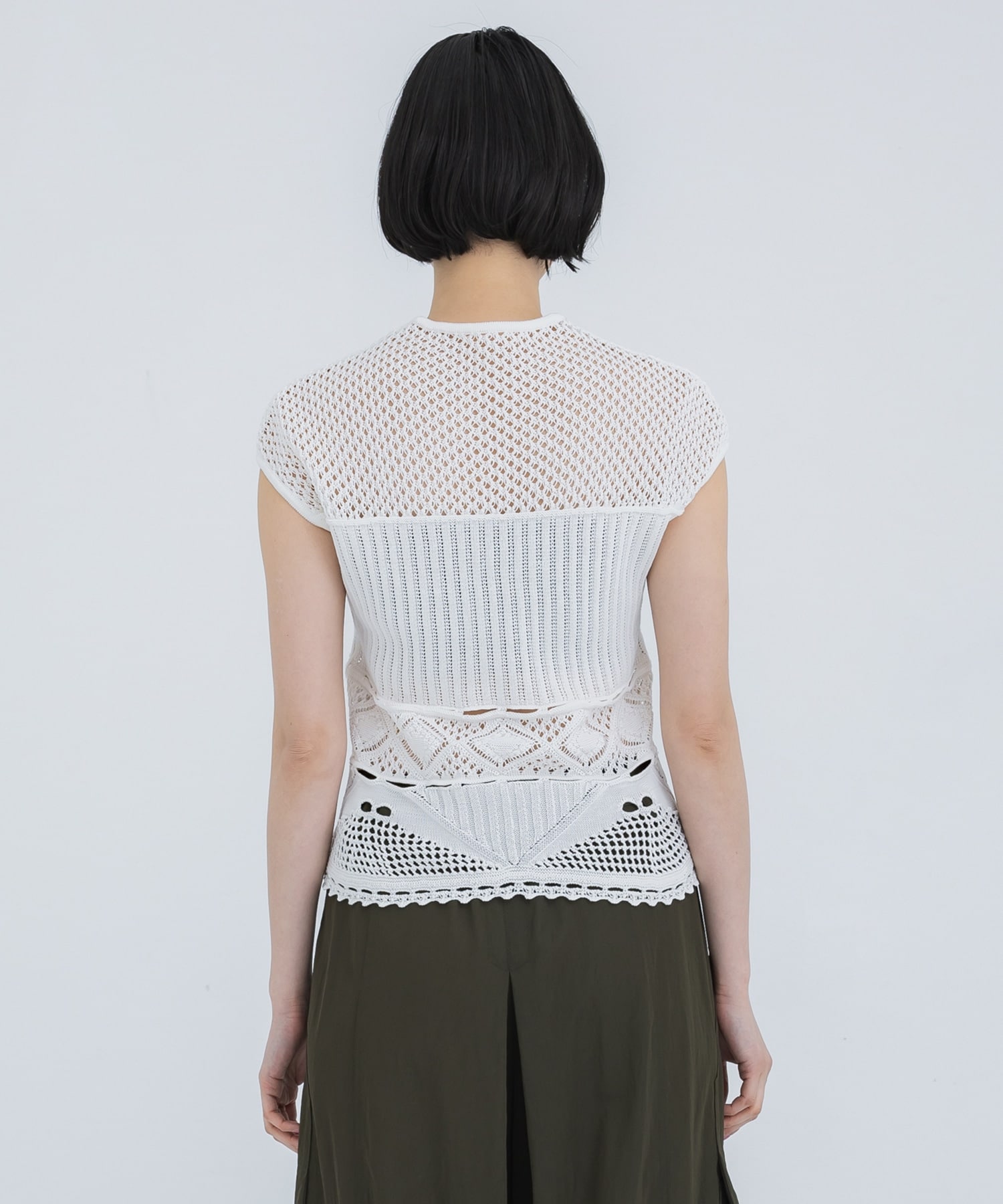 Cotton Lace Sleeveless Knitted Top Mame Kurogouchi