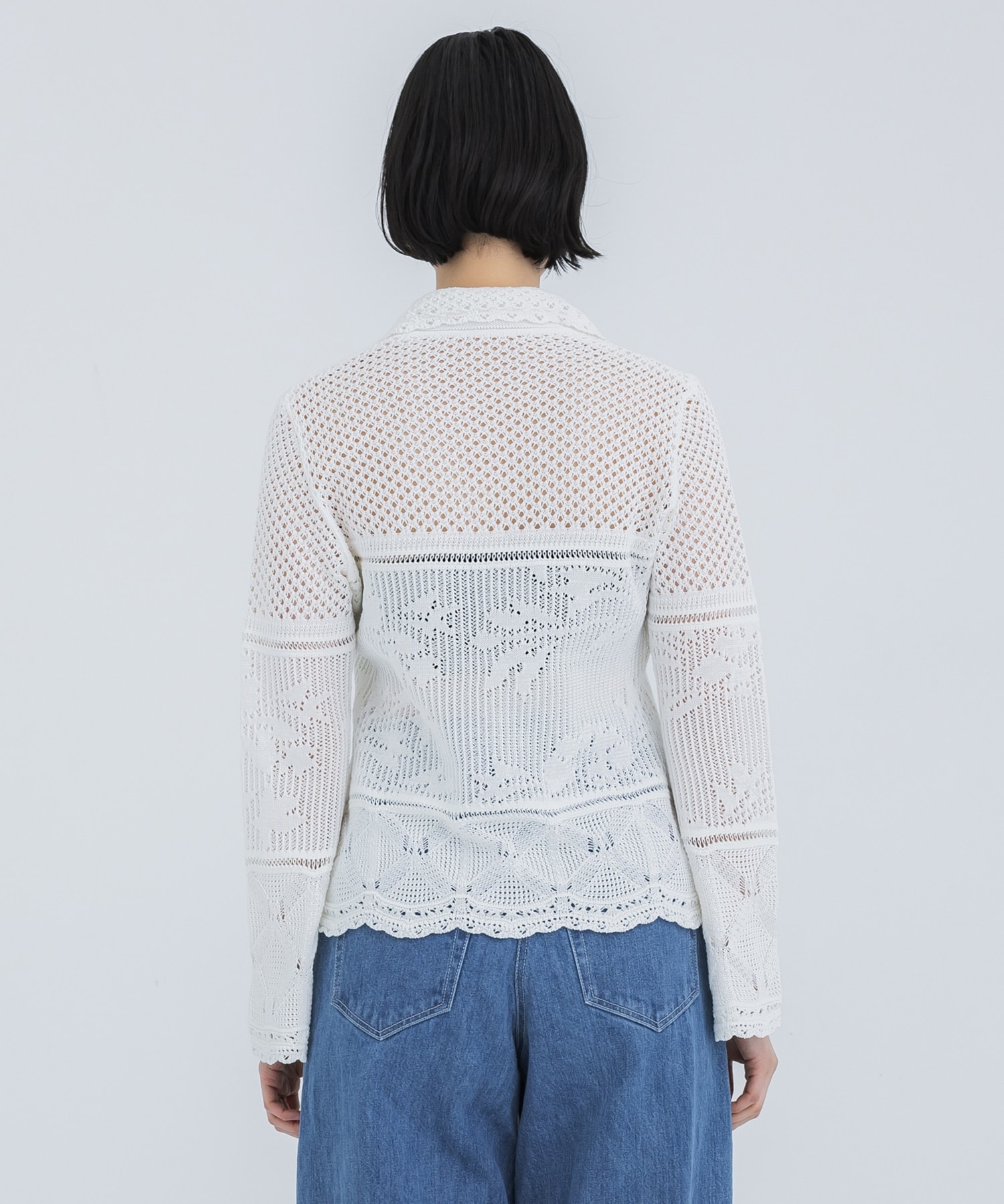 Cotton Lace Knitted Cardigan Mame Kurogouchi