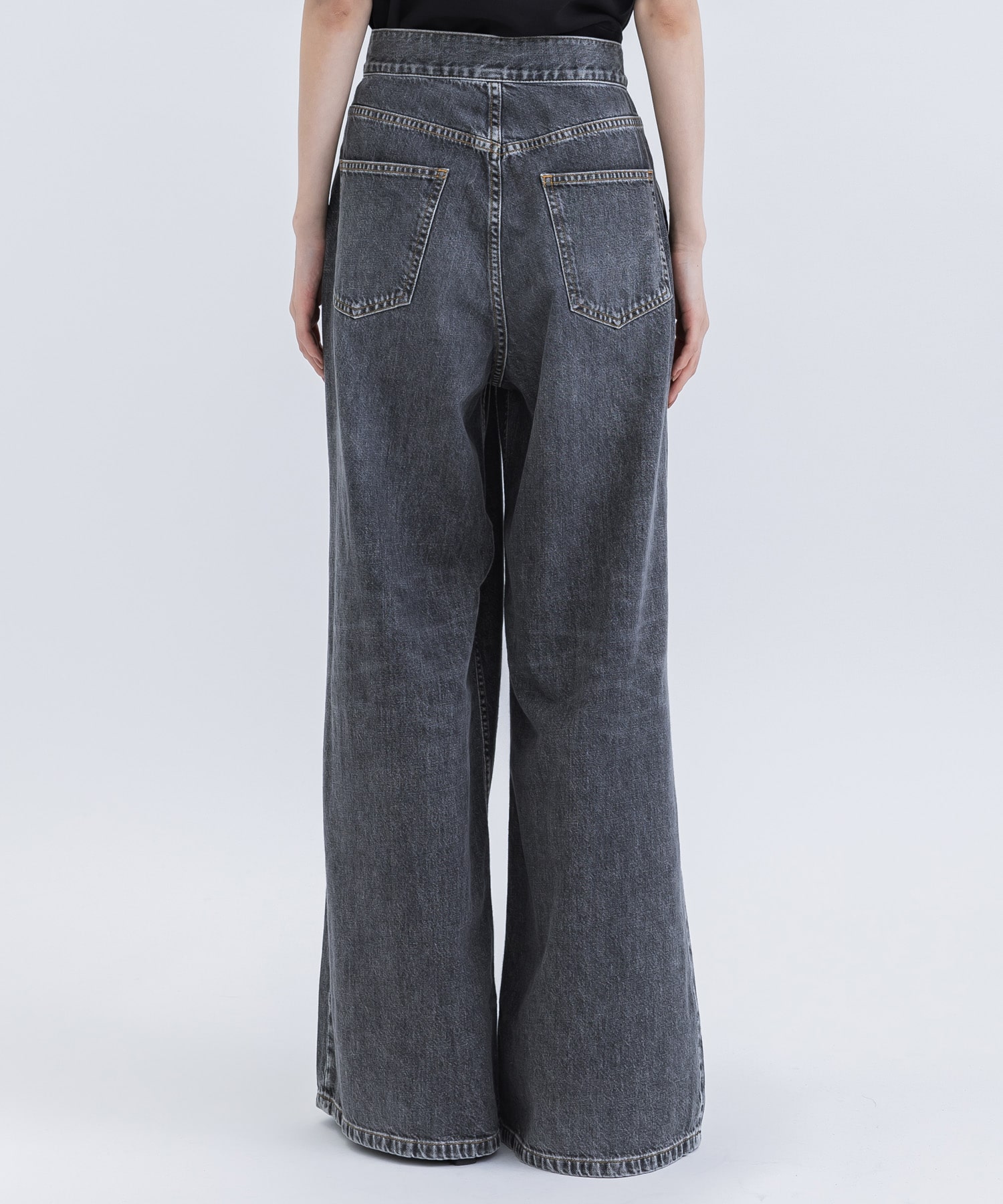 WASHED DENIM WIDE PANTS (SHORT LENGTH) JOHN LAWRENCE SULLIVAN