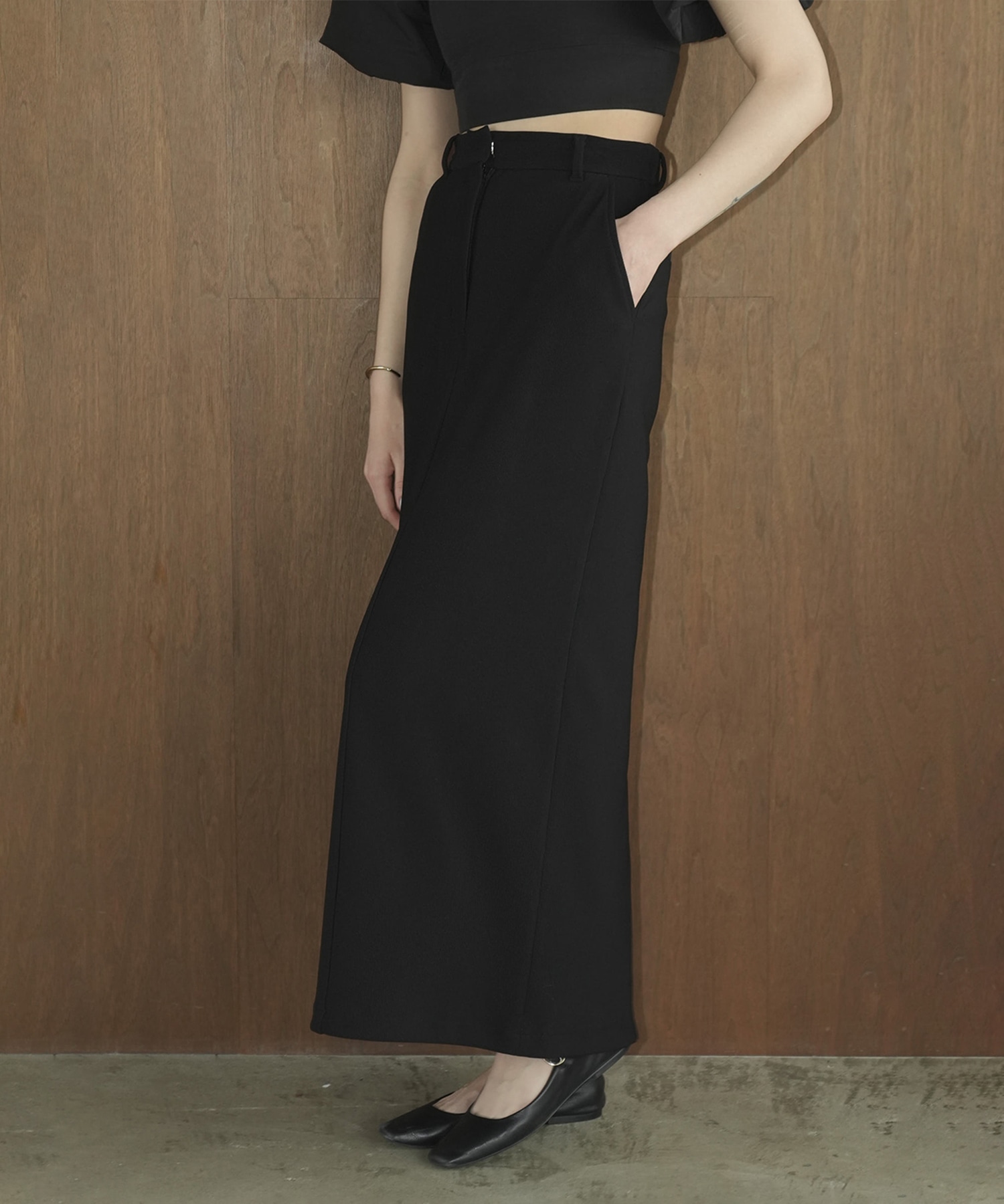 RIB STRIPE STRAIGHT SKIRT CLANE