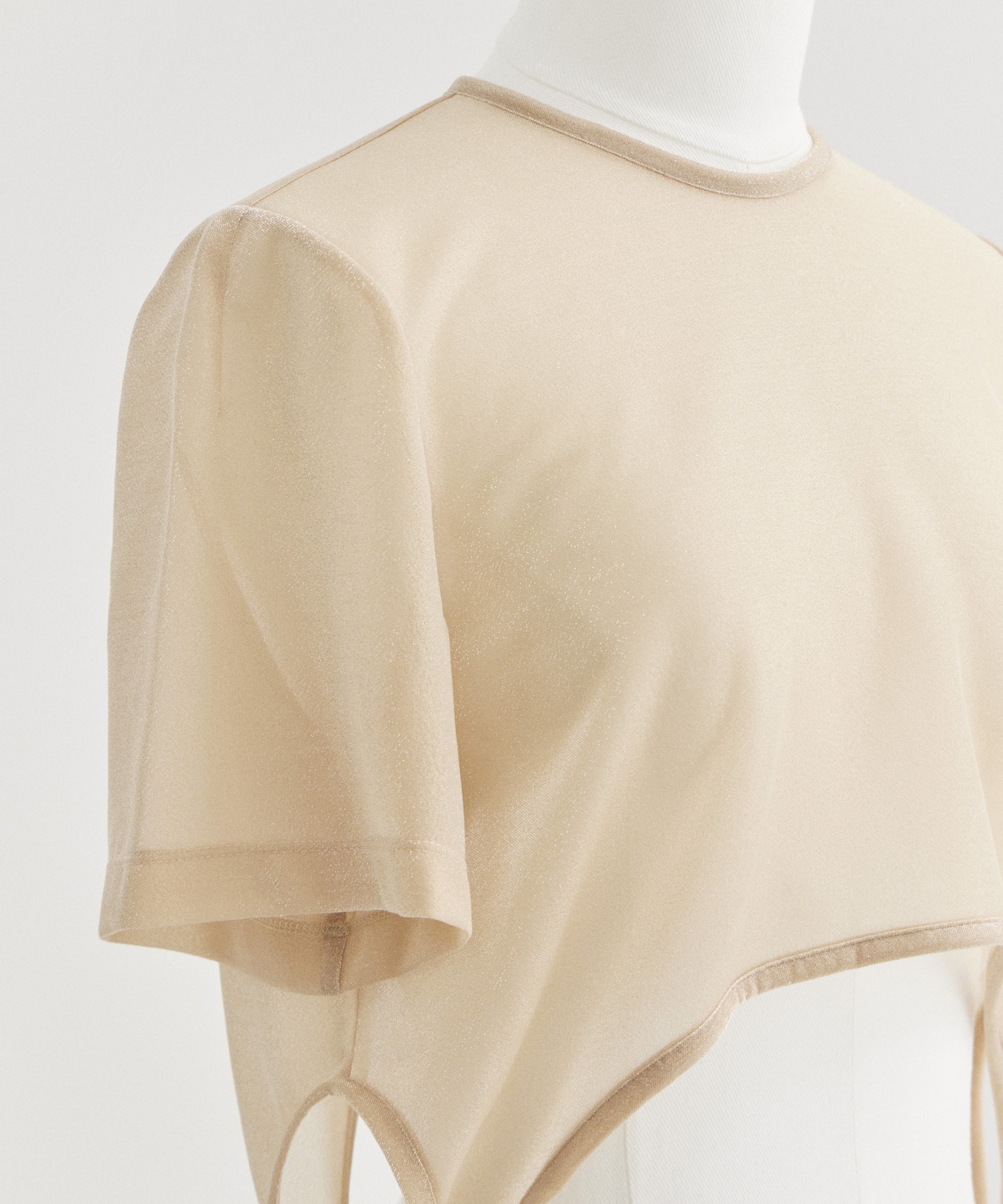 Lame Jersey Cropped Sheer Top Mame Kurogouchi