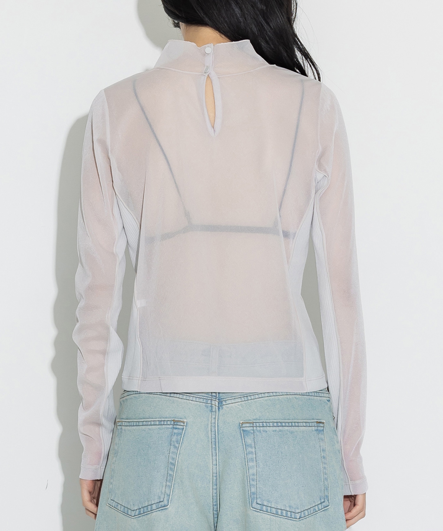 Rib Paneled Sheer Top STUDIOUS