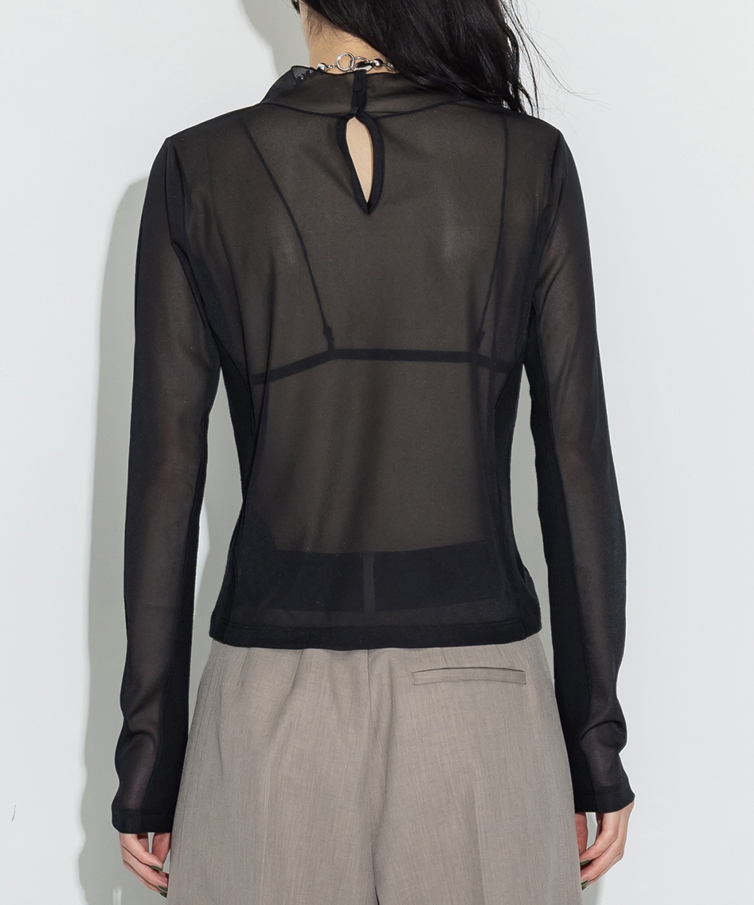 Rib Paneled Sheer Top STUDIOUS