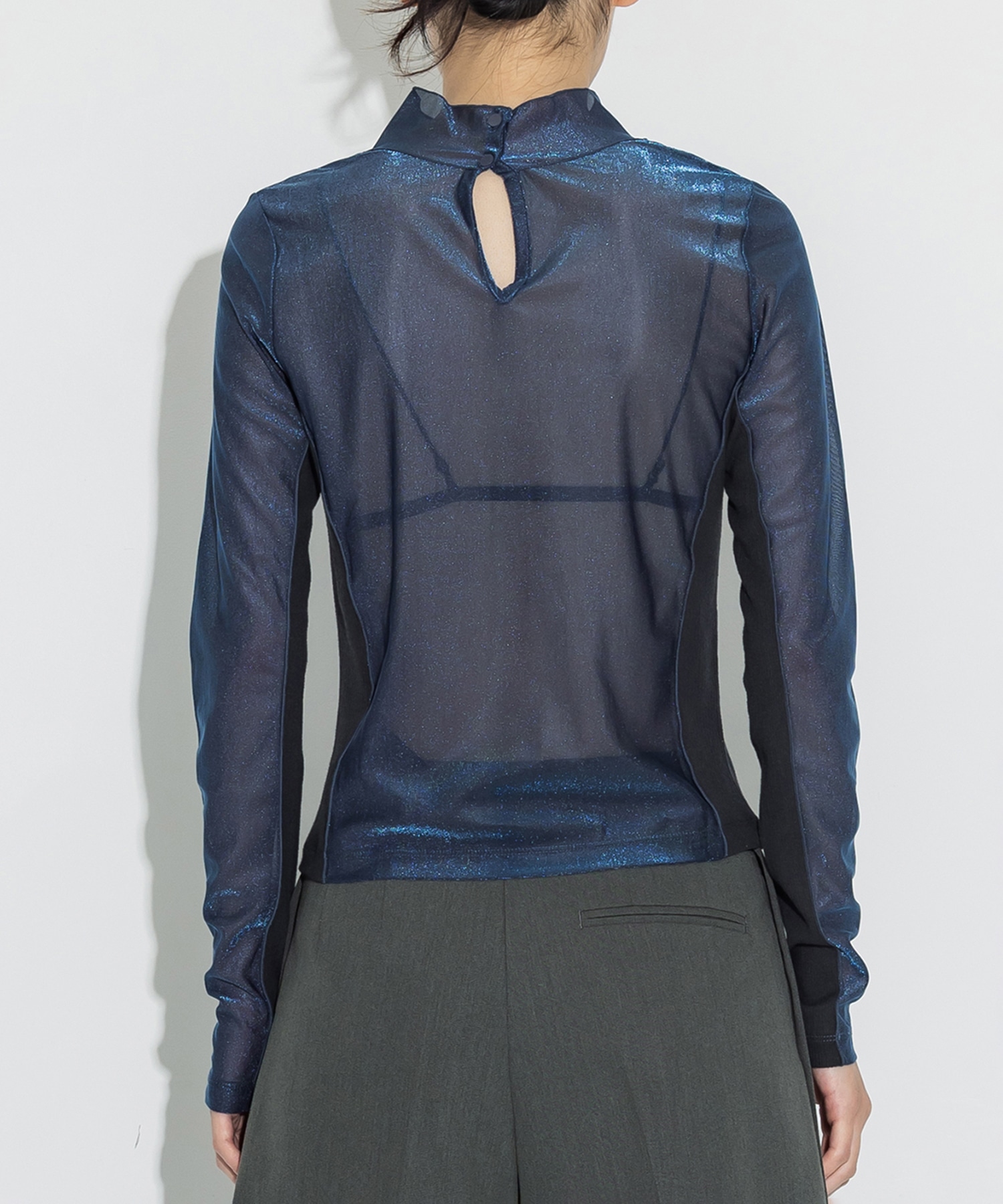 Rib Paneled Sheer Top STUDIOUS