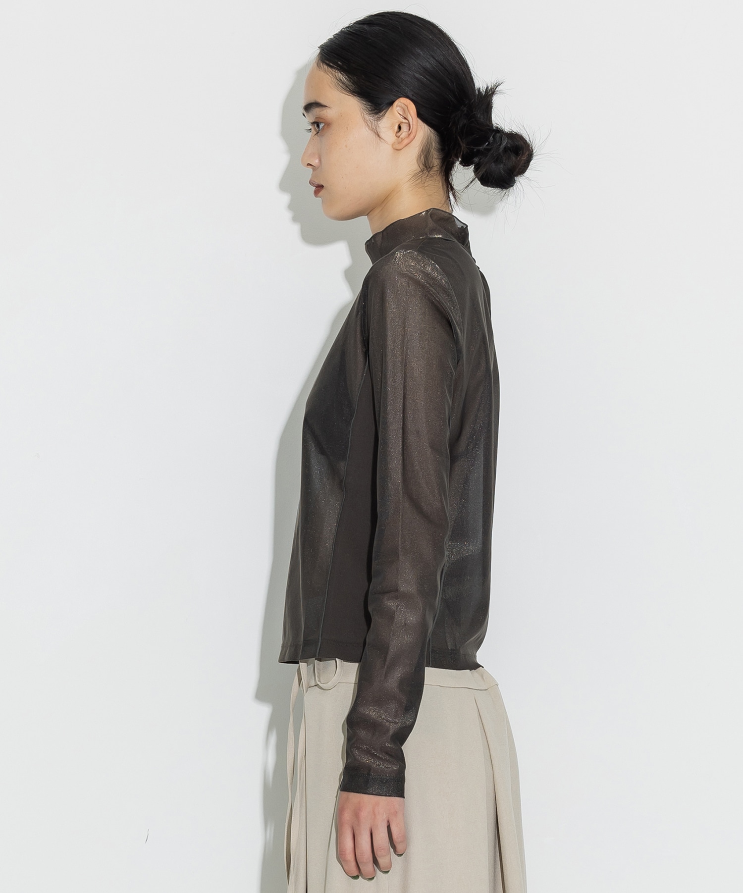 Rib Paneled Sheer Top STUDIOUS