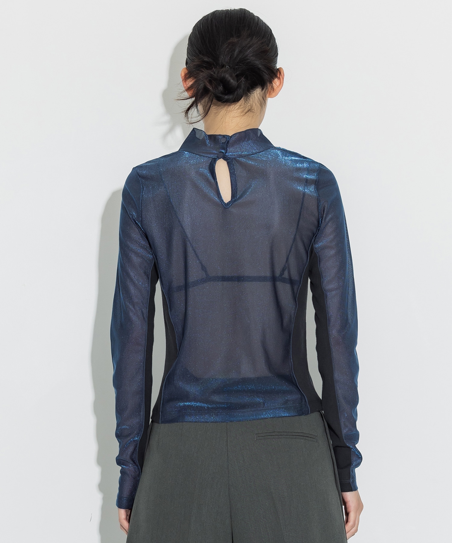 Rib Paneled Sheer Top STUDIOUS