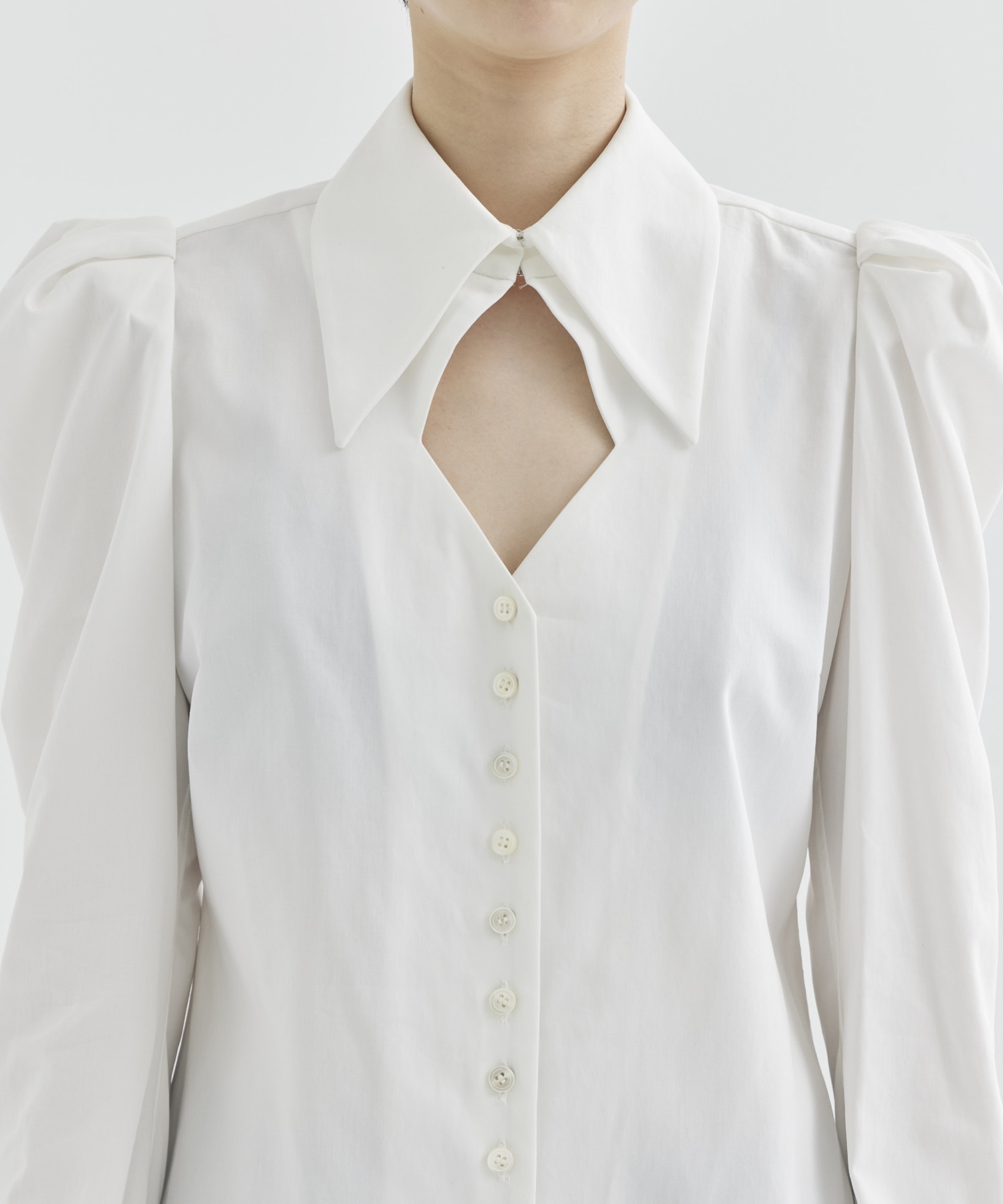 PUFF-SLEEVED COTTON SATIN SHIRT FETICO