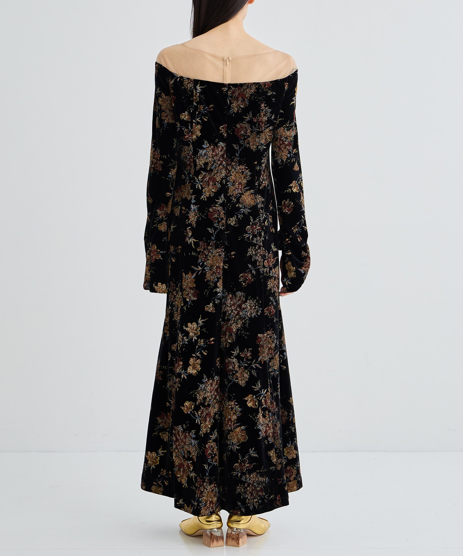 FLOWER PRINT VELOUR DRESS AMERI