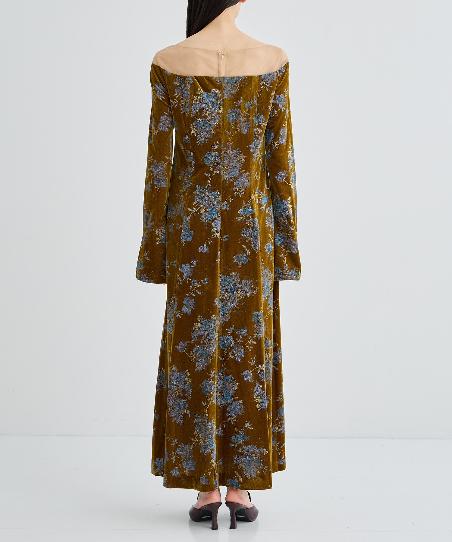 FLOWER PRINT VELOUR DRESS AMERI