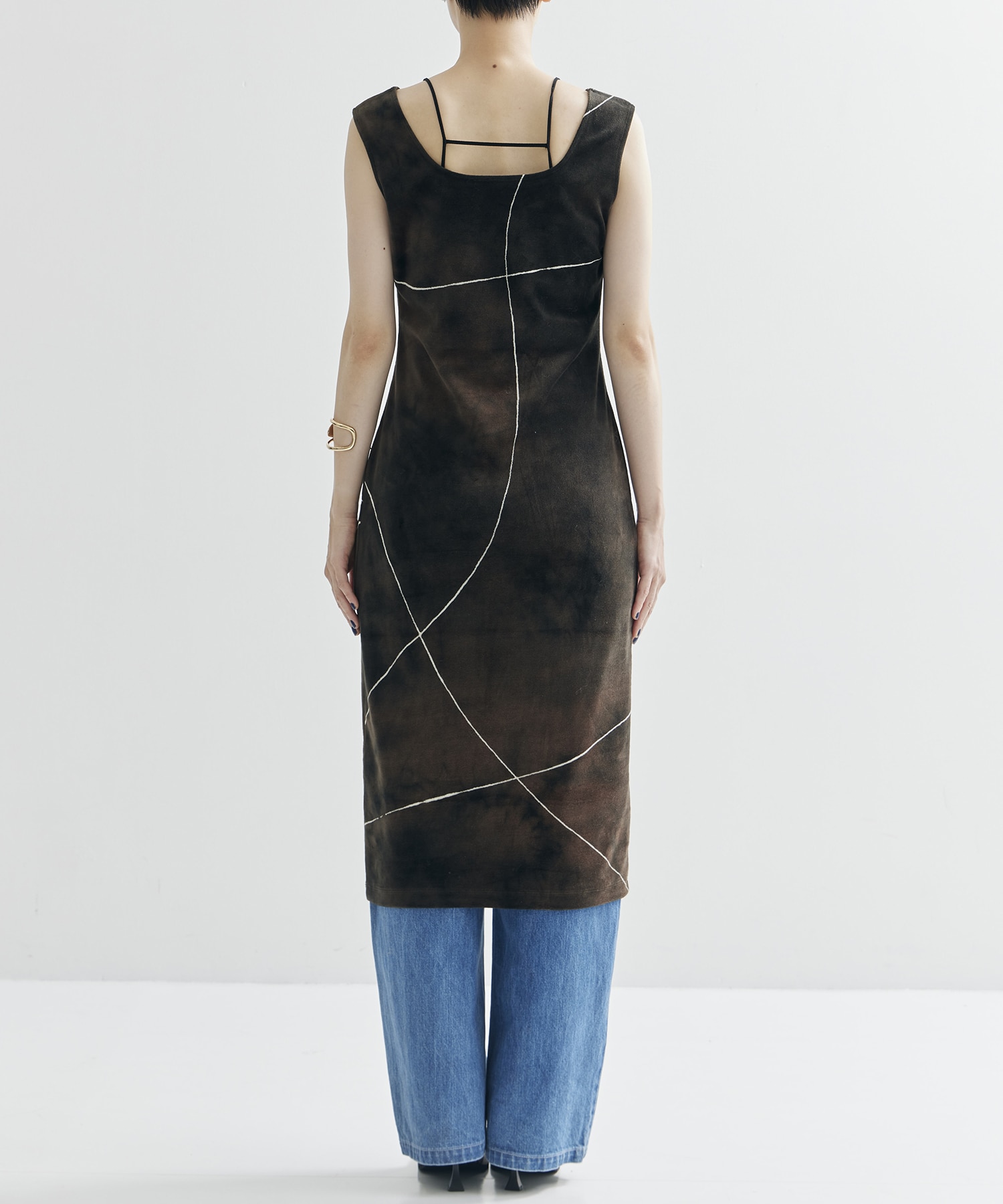 Kintsugi Velour Jersey Square Neck Sleeveless Dress Mame Kurogouchi