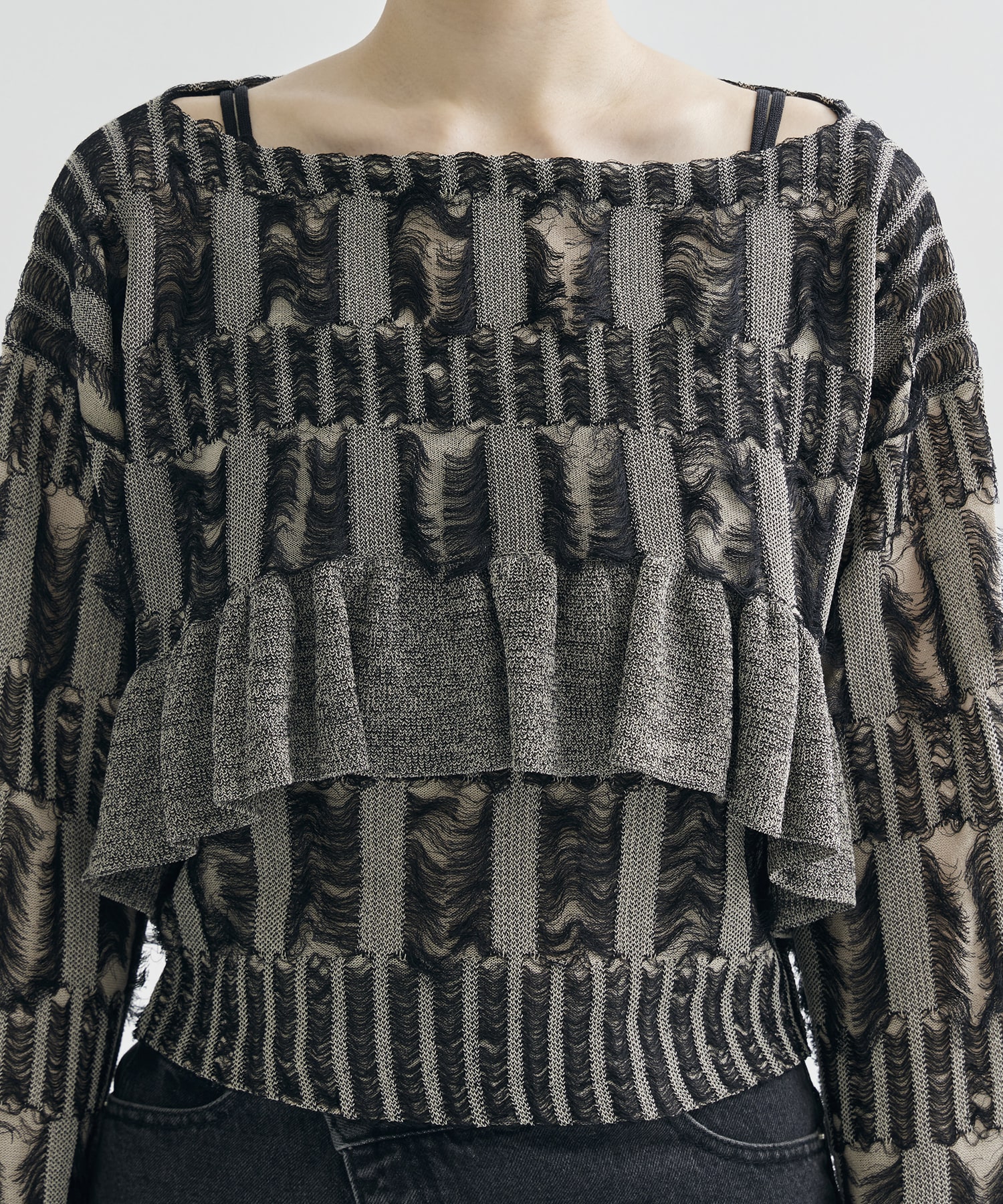 MANY WAY JACQUARD SHORT KNIT TOP AMERI