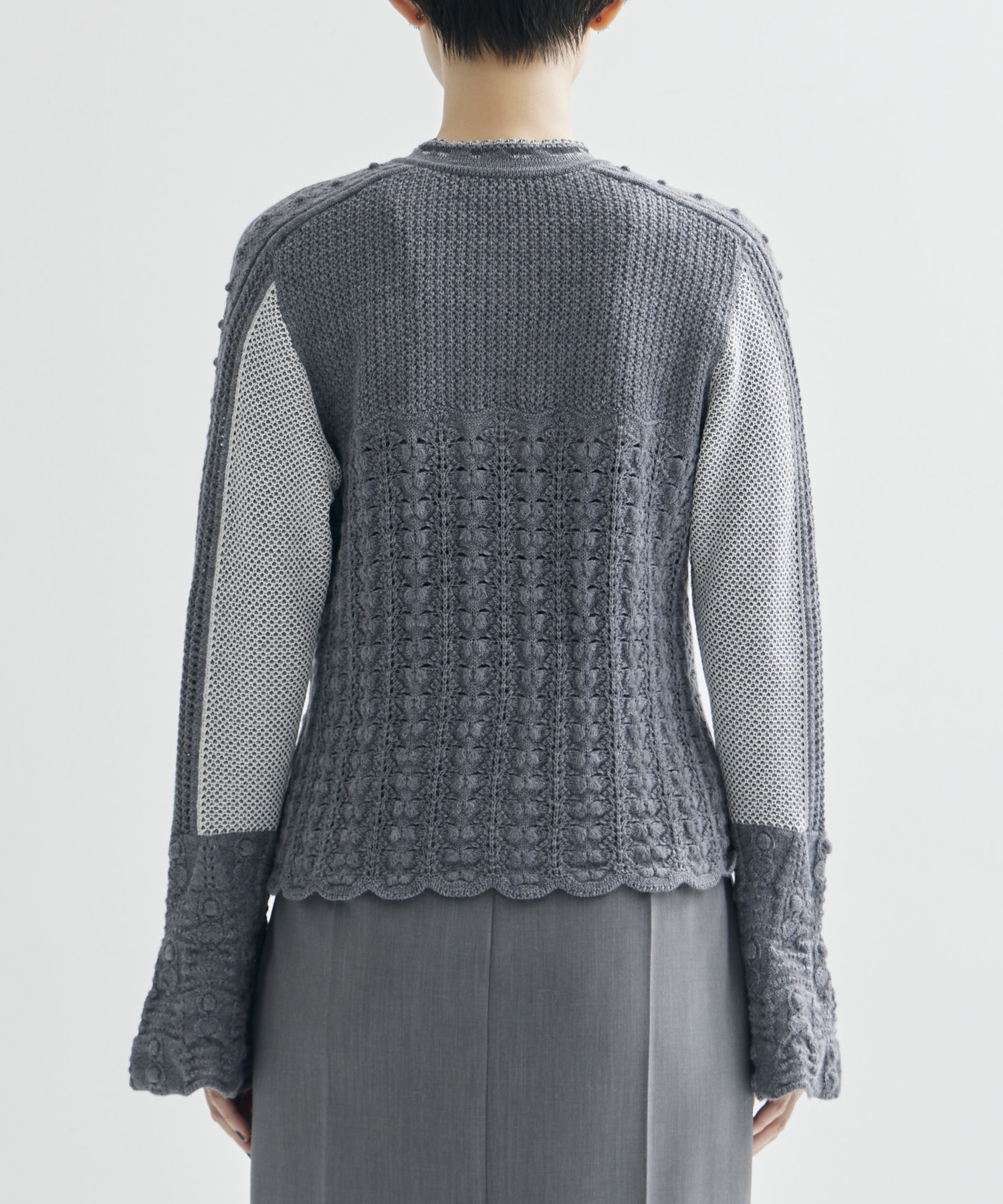 Openwork Pattern Knitted Cardigan Mame Kurogouchi