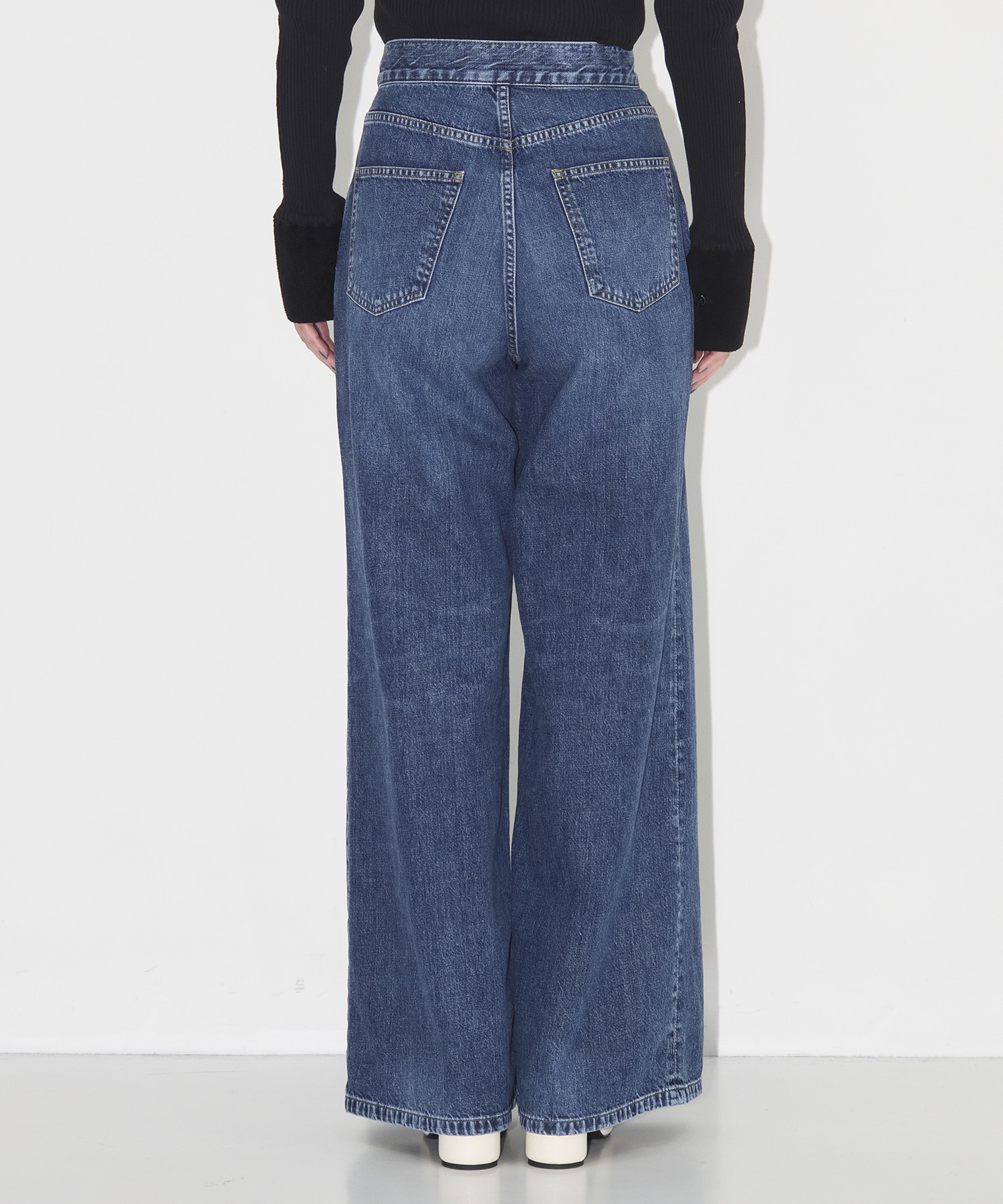 WASHED DENIM WIDE PANTS (SHORT LENGTH) JOHN LAWRENCE SULLIVAN