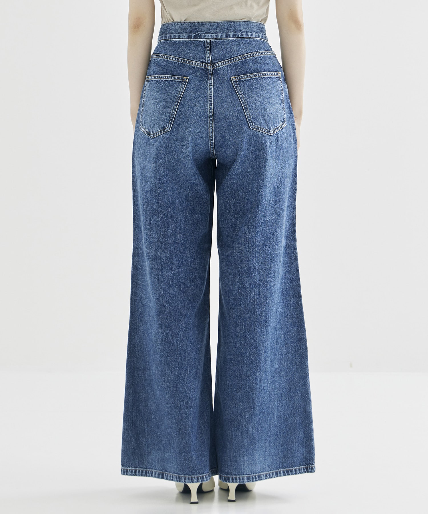 WASHED DENIM WIDE PANTS (SHORT LENGTH) JOHN LAWRENCE SULLIVAN