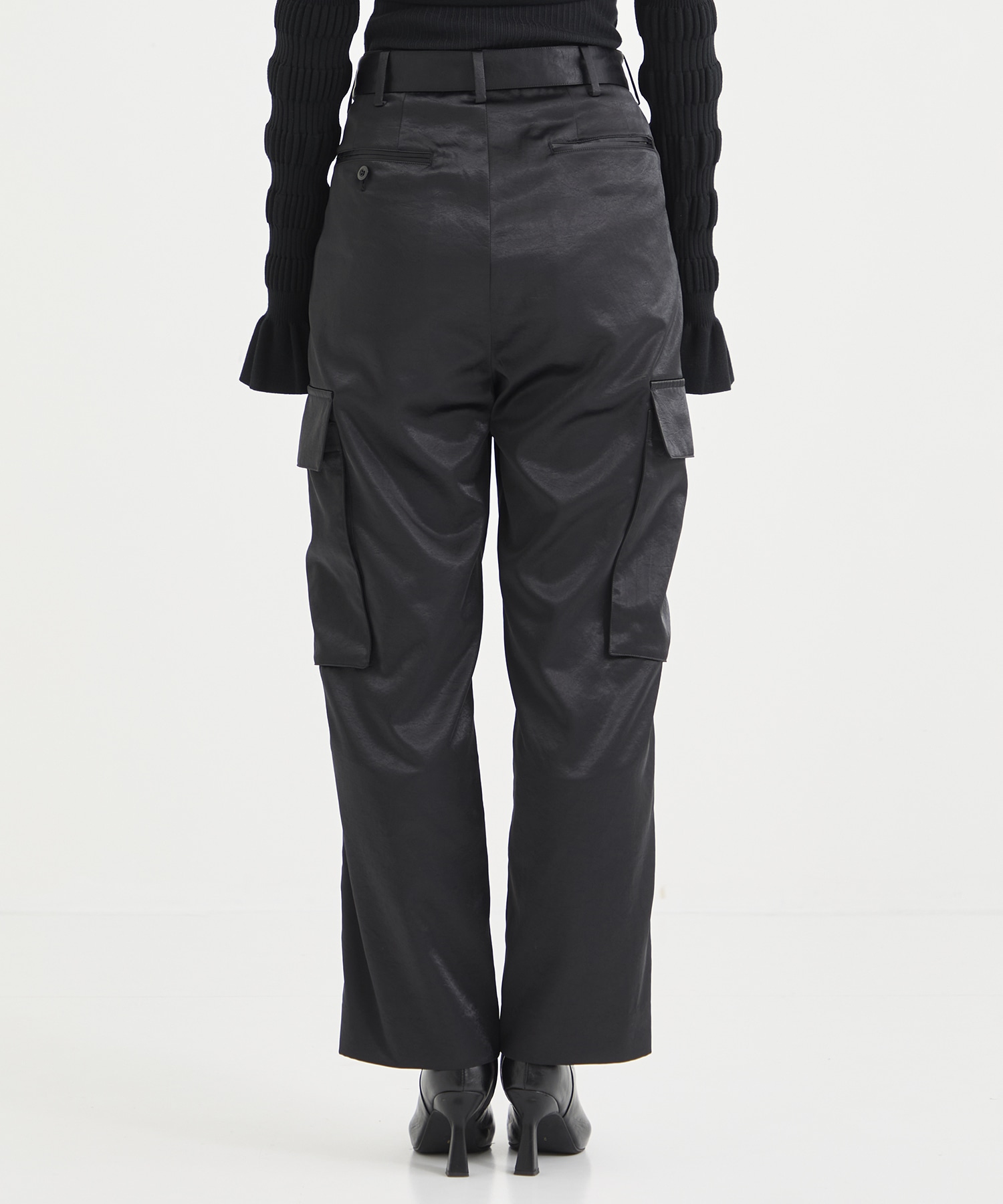 Satin belted cargo pants 08sircus