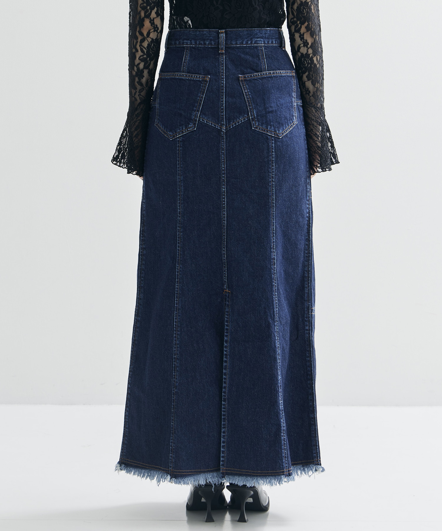 DENIM SLIT MAXI SKIRT FETICO