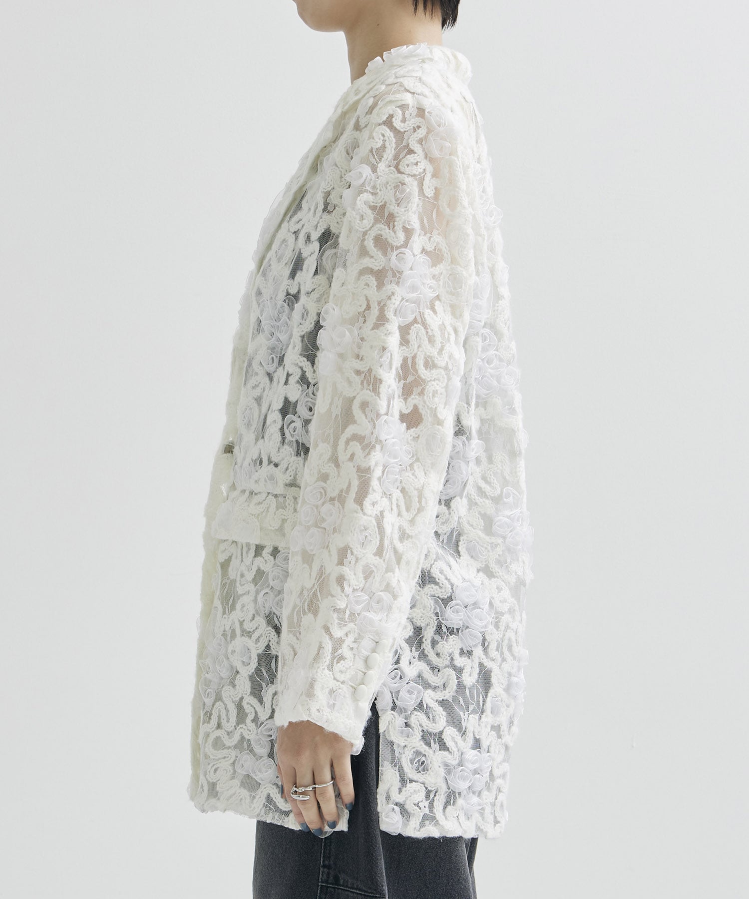 FLOWER MIX LACE SHEER JACKET AMERI