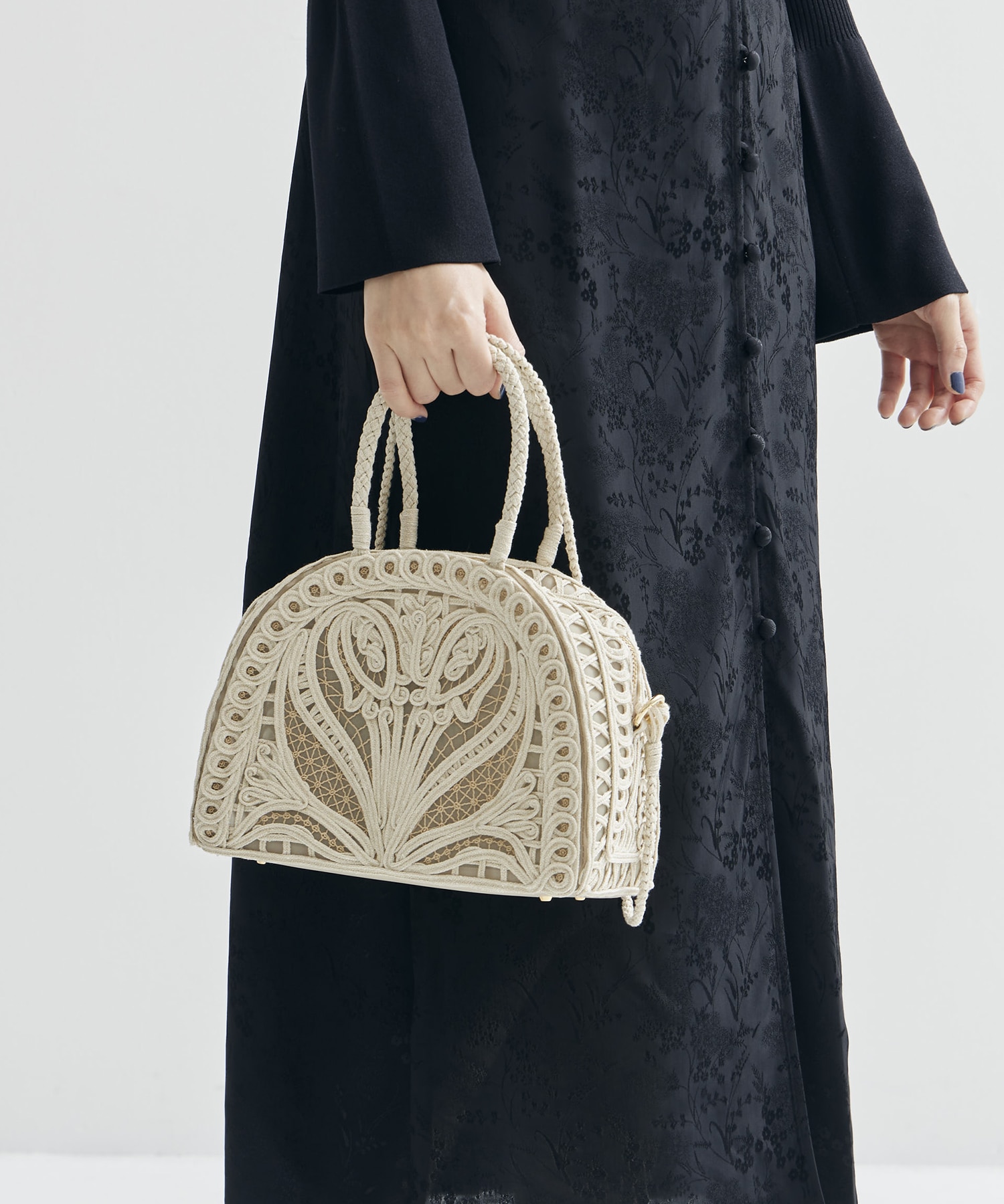 Cording Embroidery Demi Lune Handbag Mame Kurogouchi