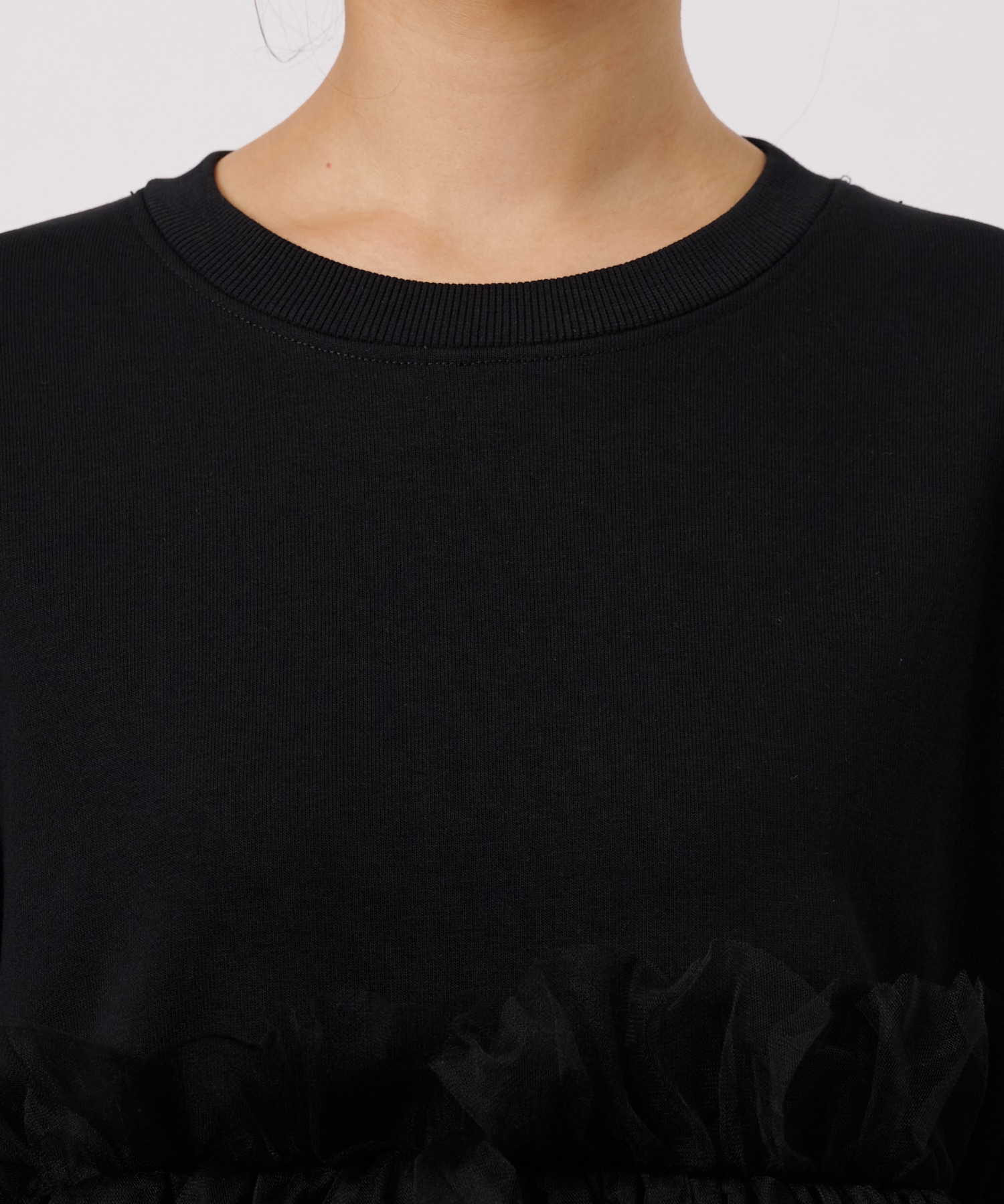 Asymmetric Tulle Sweat Shirt VIVIANO