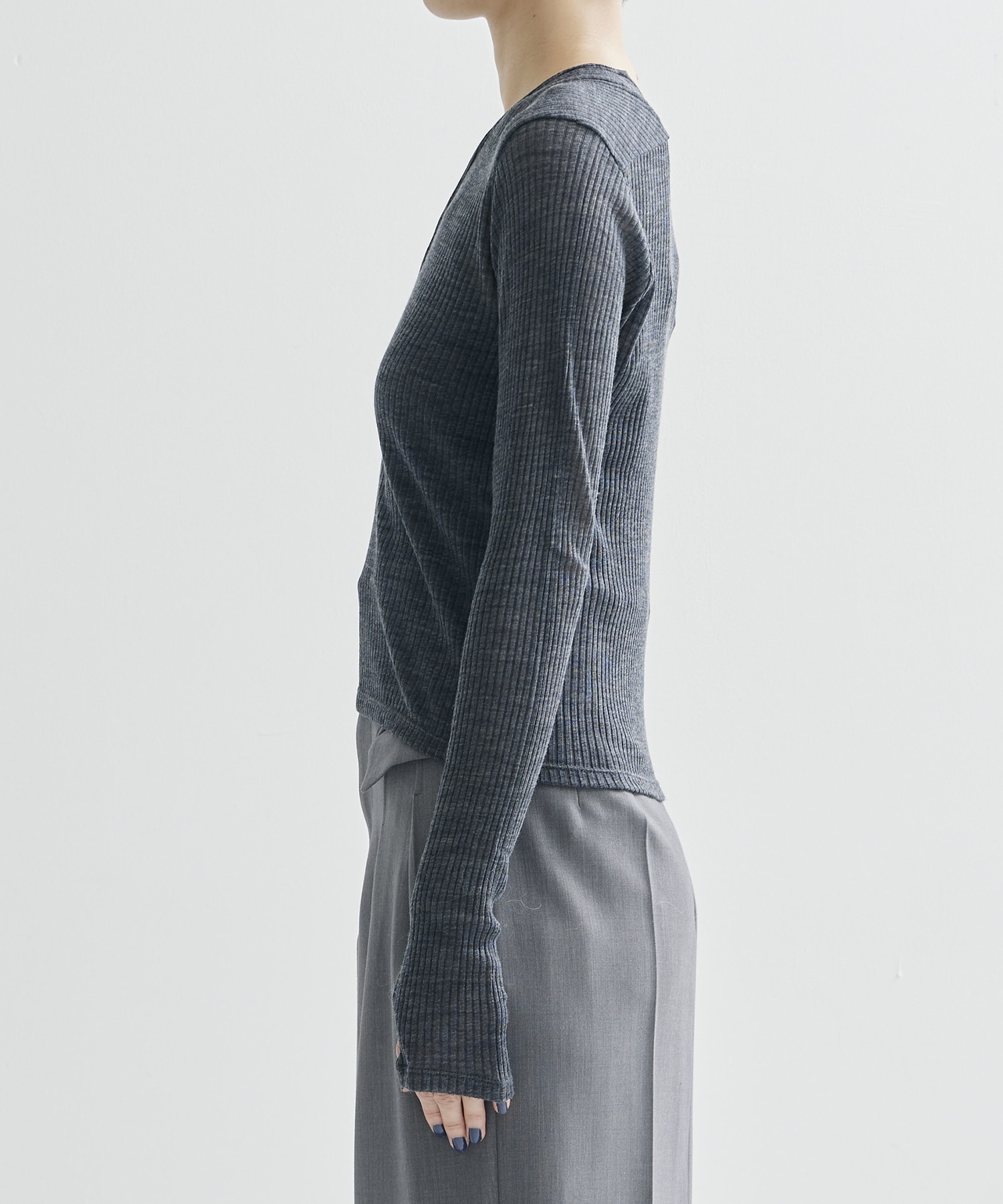 WOOL RIB CREW NECK TOP WITH HOOK JOHN LAWRENCE SULLIVAN